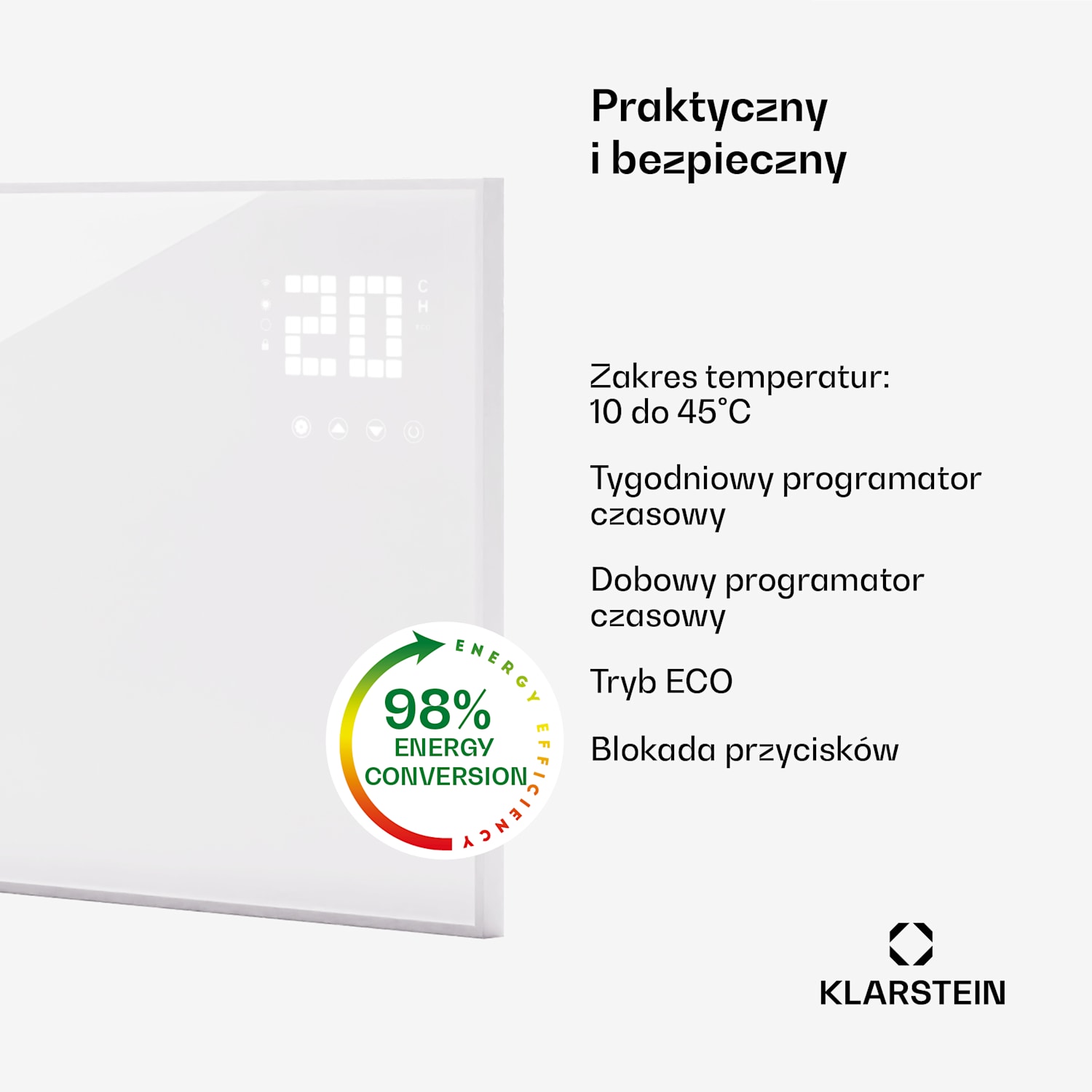 Wonderwall Smart Bornholm, panel grzewczy na podczerwień, grzejnik, promiennik, 480 W, 100 x 55 cm, sterowanie za pomocą aplikacji 