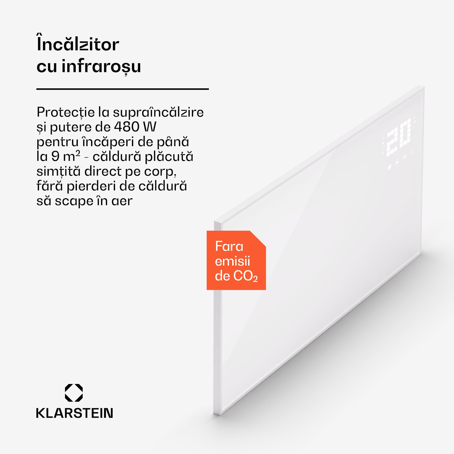 Wonderwall Smart Bornholm, încălzitor cu infraroșu, 90x50cm, App, 480W 