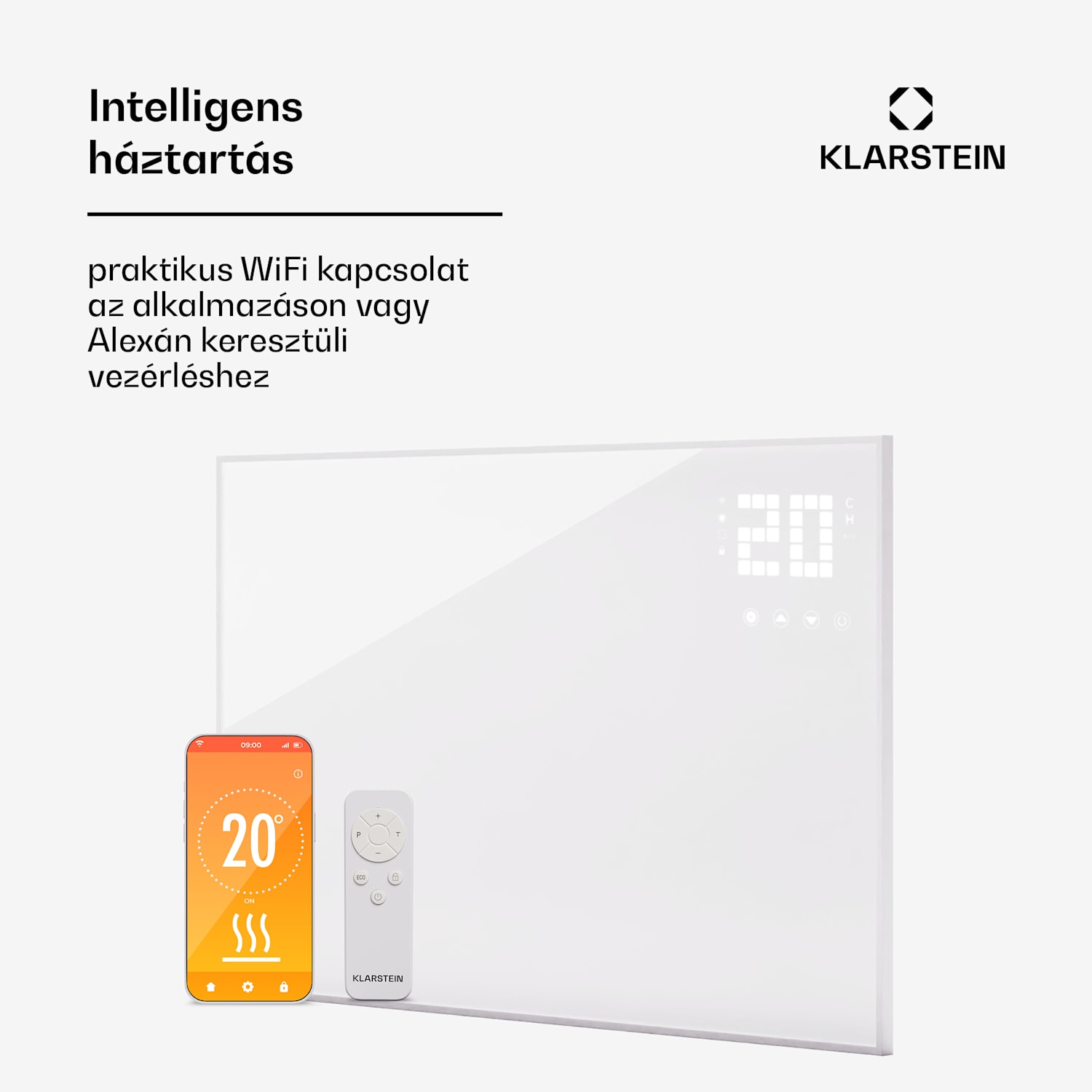 Wonderwall Smart Bornholm, Infravörös hősugárzó, 100 x 60 cm, App, 600 W vízszintes | 600 W | Fehér