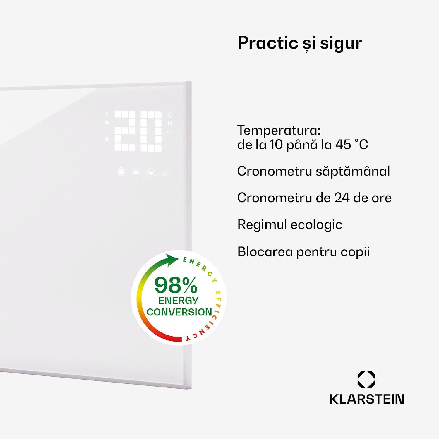 Wonderwall Smart Bornholm, încălzitor cu infraroșu, 100 x 60 cm, App, 600W horizontal | 600 W | Alb