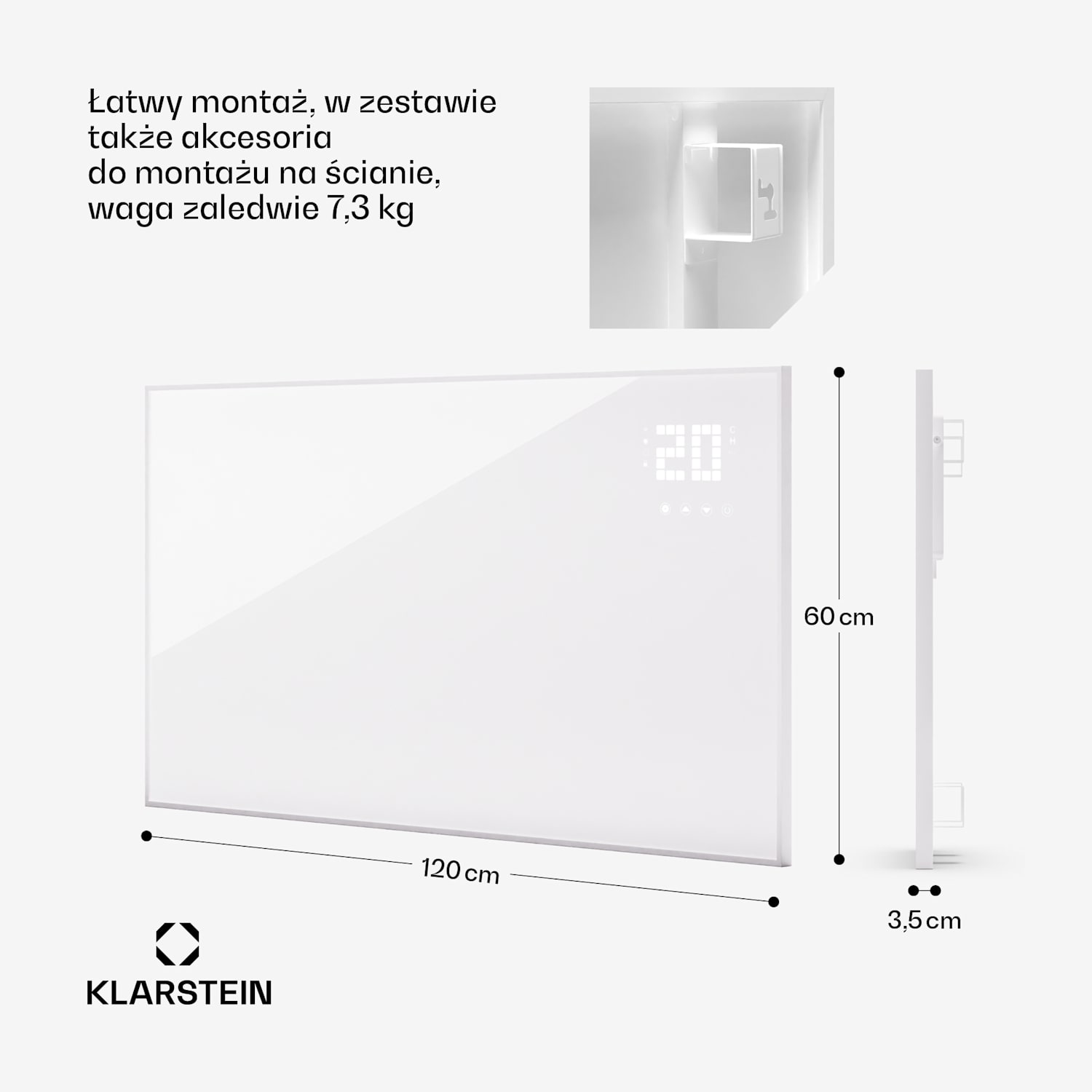 Wonderwall Smart Bornholm, panel grzewczy na podczerwień, grzejnik, promiennik, 770 W, 130 x 65 cm, sterowanie za pomocą aplikacji 
