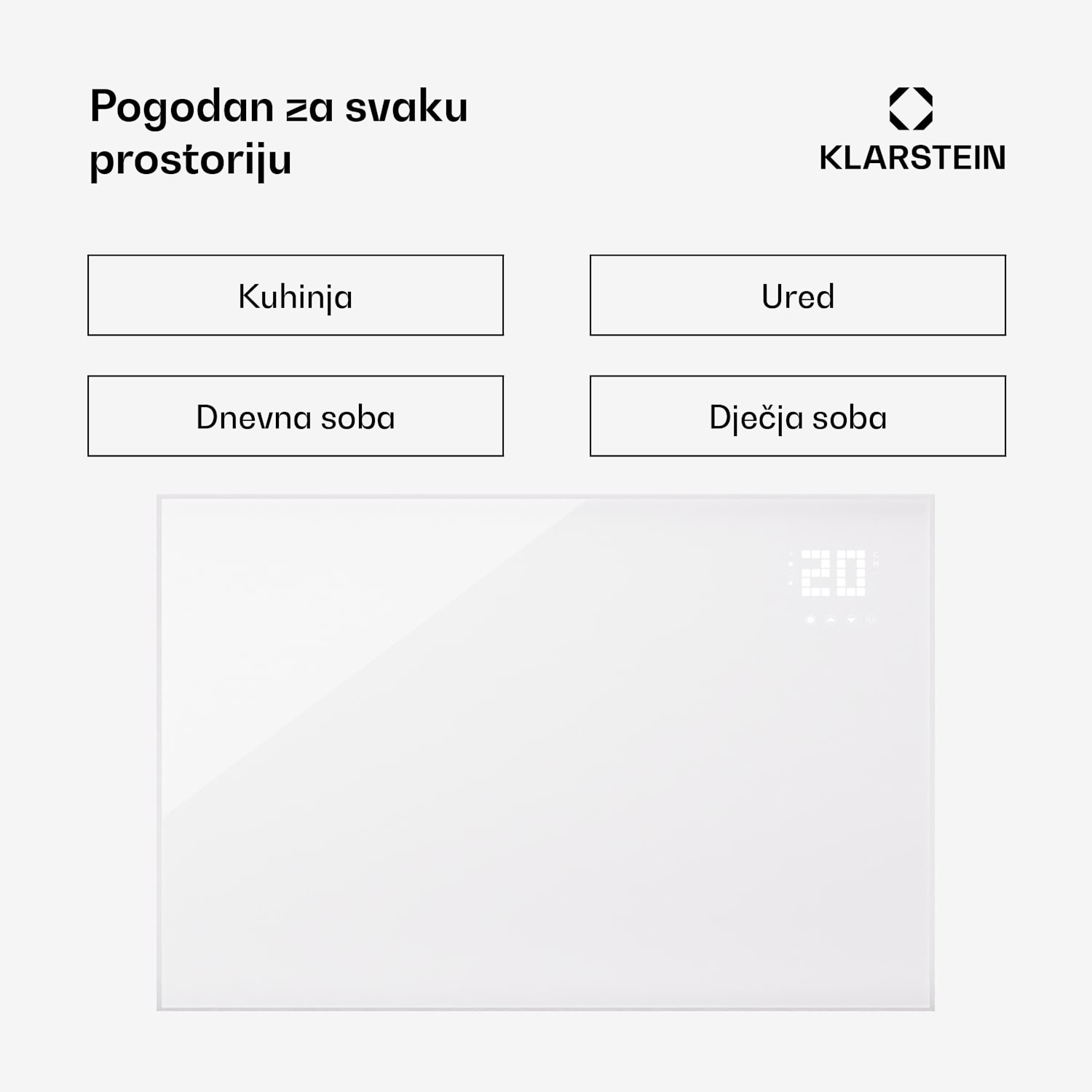 Wonderwall Smart Bornholm, infracrvena grijalica, 120 x 80 cm, 980 W, aplikacija vodoravno | 980 W | Bijela