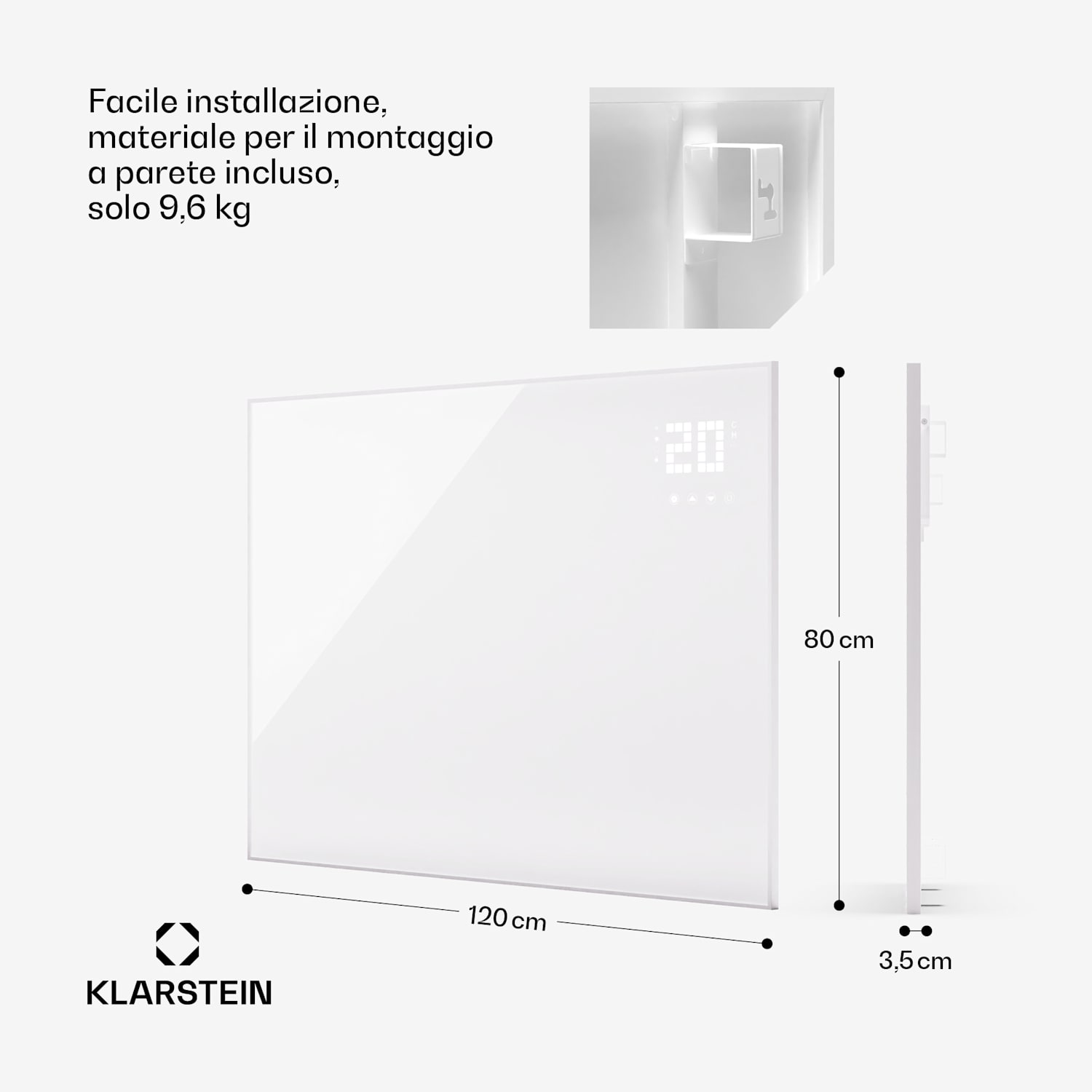 Wonderwall Smart Bornholm - Stufa a infrarossi, 130 x 85 cm, app, 980W 
