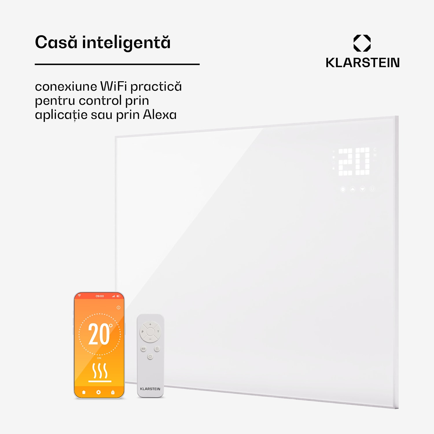 Wonderwall Smart Bornholm, încălzitor cu infraroșu, 120 x 80 cm, 980 W, aplicație 