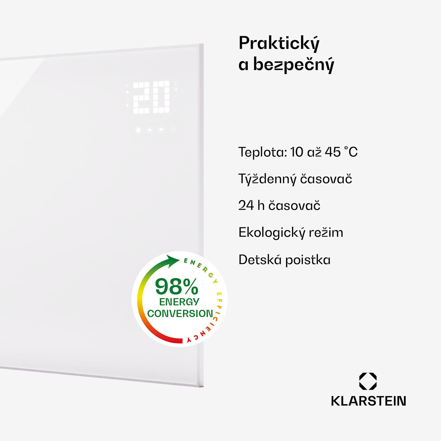 Wonderwall Smart Bornholm, infražiarič, 120 x 80 cm, 980 W, aplikácia horizontálne | 980 W | Biela