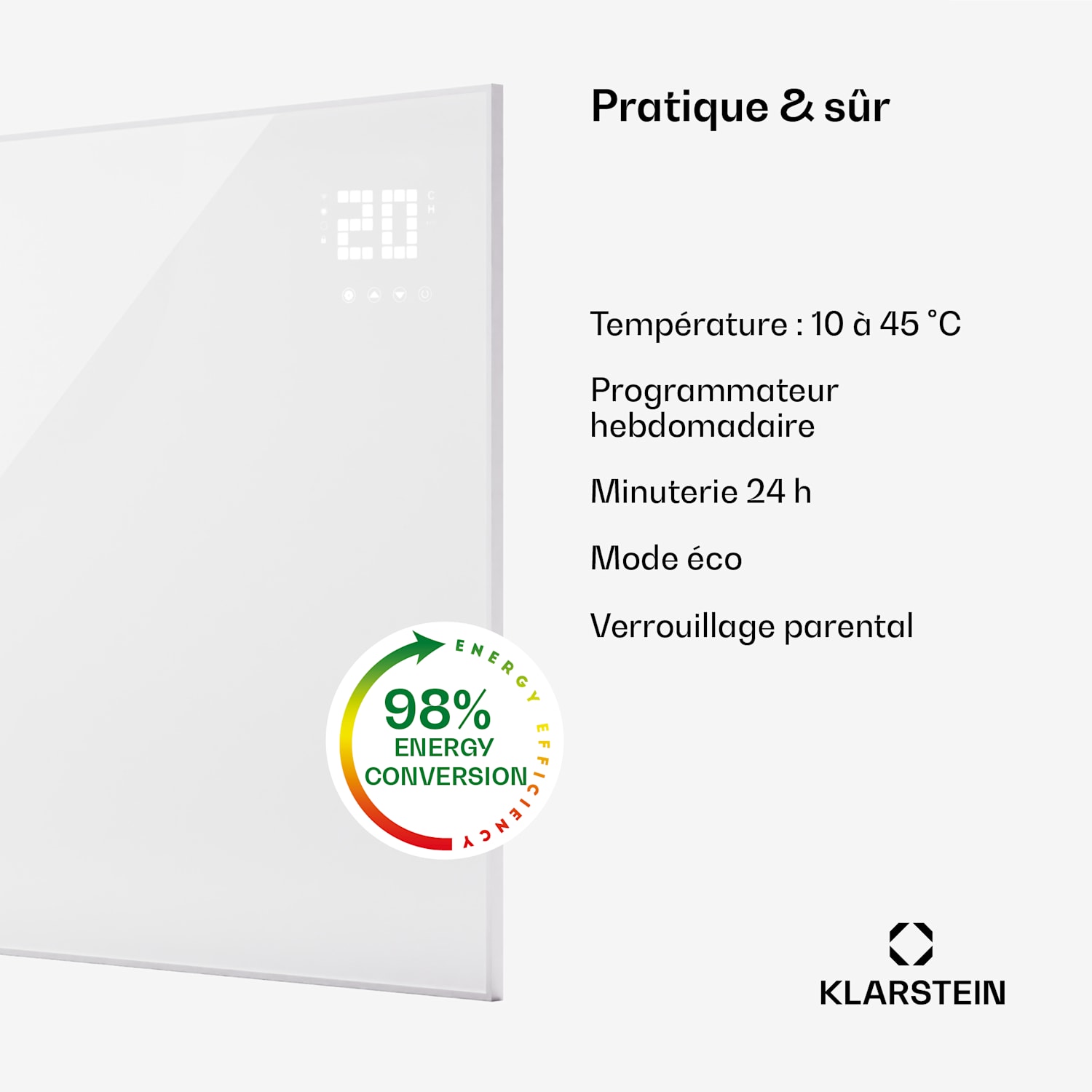 Wonderwall Smart Bornholm chauffage infrarouge 125x100cm App 1200W 