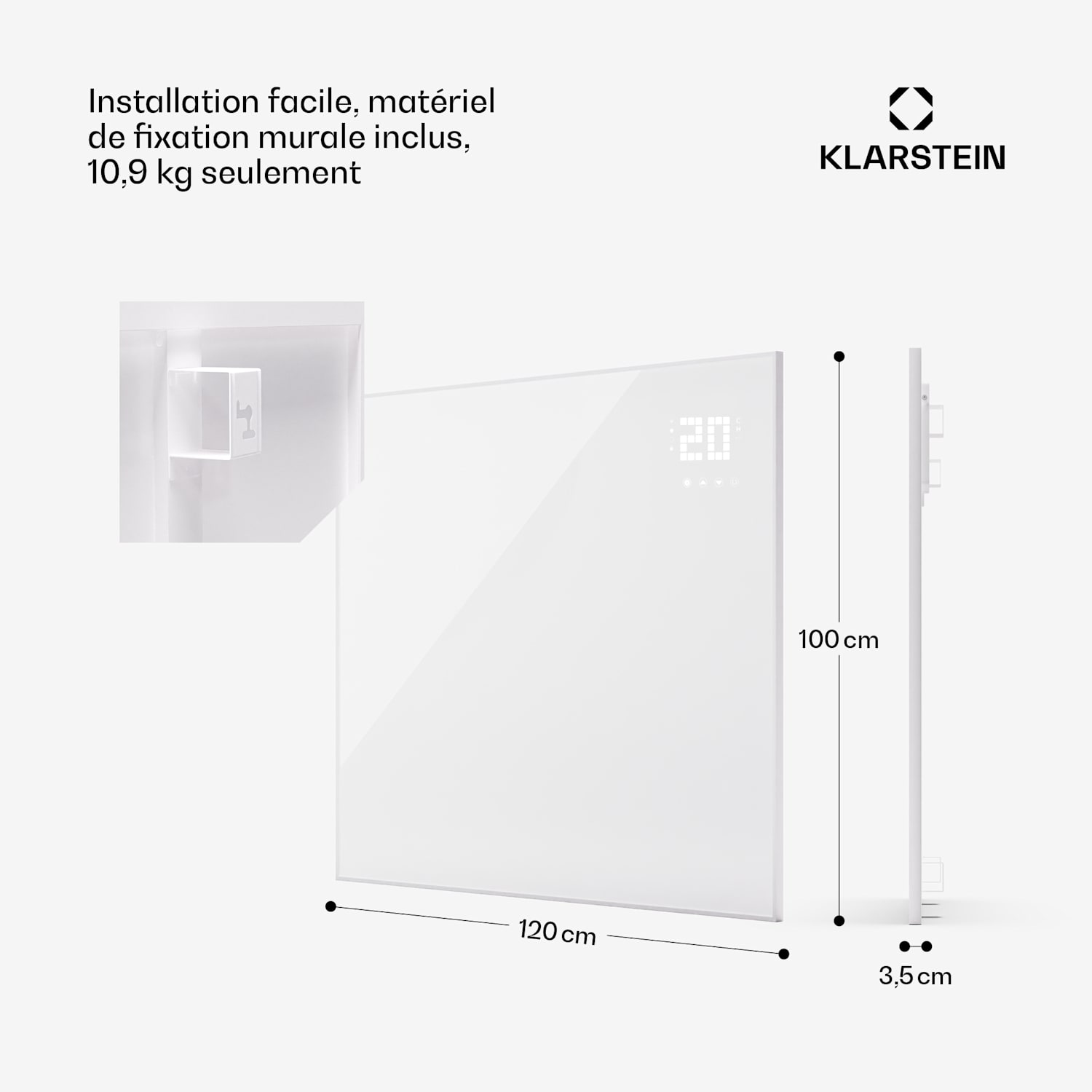 Wonderwall Smart Bornholm chauffage infrarouge 125x100cm App 1200W 