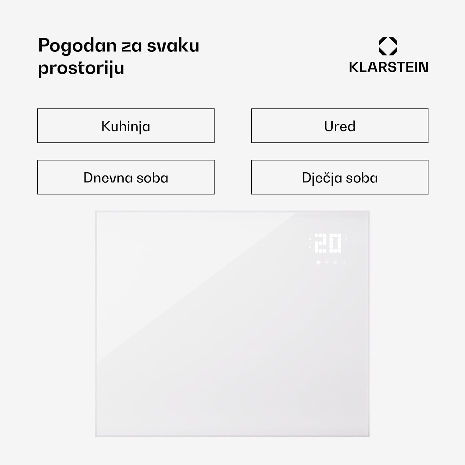 Wonderwall Smart Bornholm, infracrvena grijalica, 120 x 100 cm, 1200 W, aplikacija vodoravno | 1200 W | Bijela