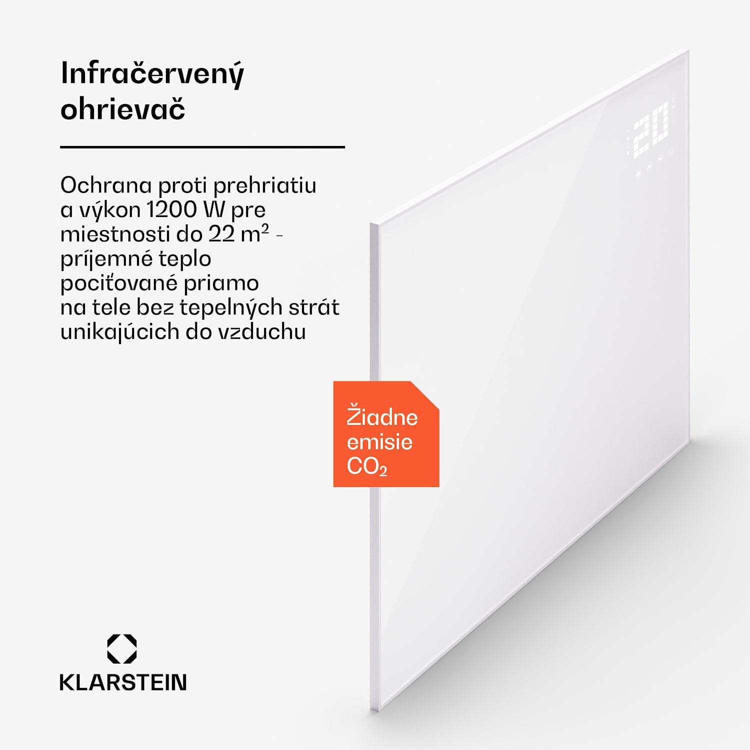 Wonderwall Smart Bornholm, infražiarič, 125 x 100 cm, 1200 W, aplikácia horizontálne | 1200 W | Biela