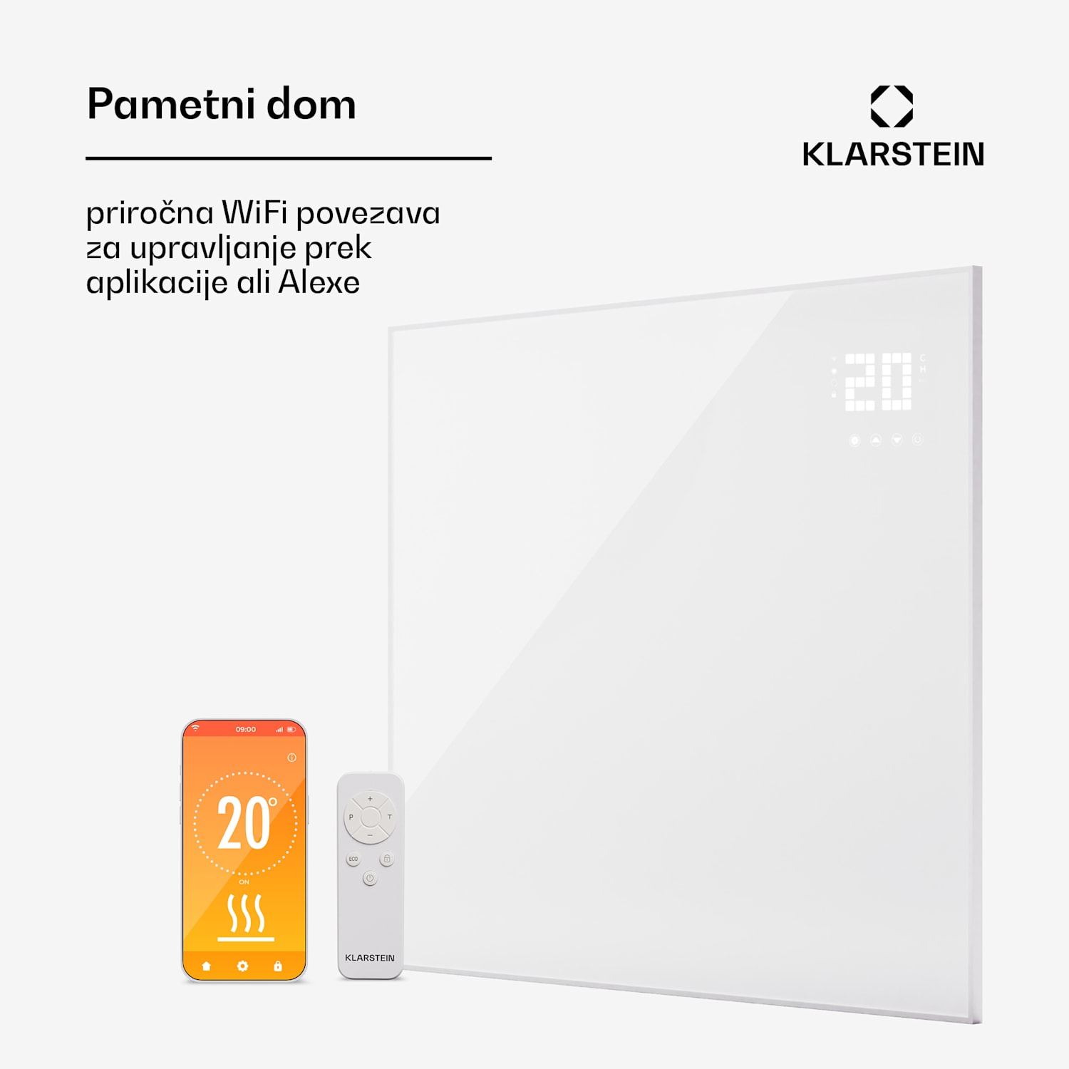 Wonderwall Smart Bornholm, Infrardeči grelnik, 120 x 100 cm, 1200 W, aplikacija 