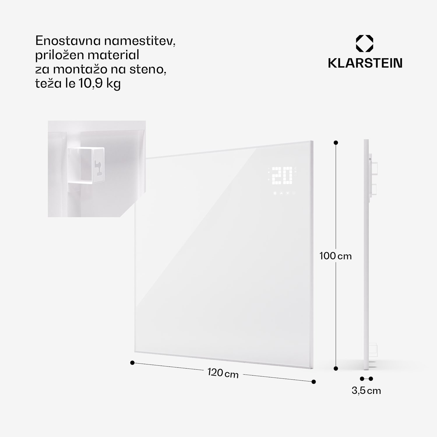 Wonderwall Smart Bornholm, Infrardeči grelnik, 120 x 100 cm, 1200 W, aplikacija 