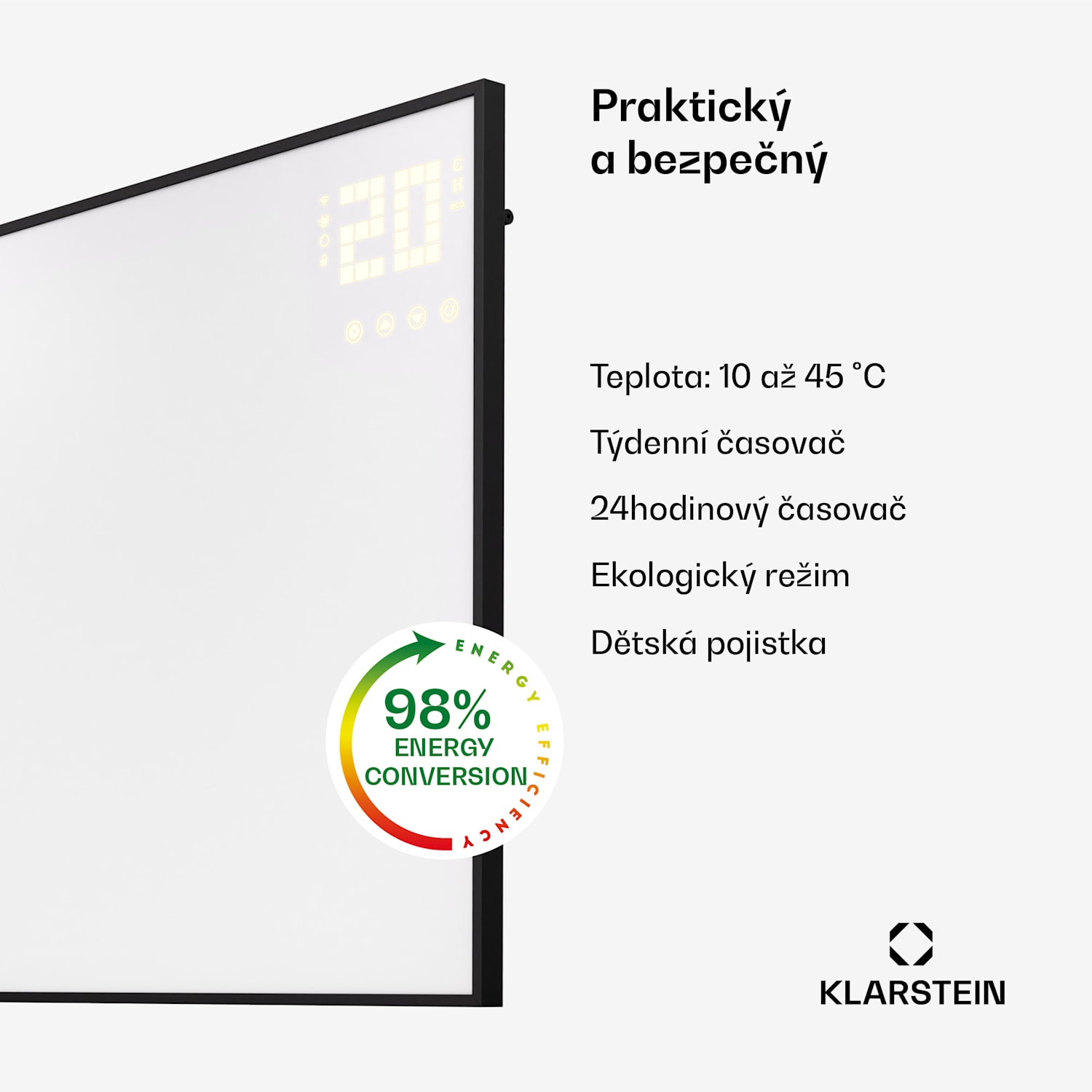 Wonderwall Smart Bornholm, infračervený ohřívač, 110 x 65 cm, 600 W, aplikace 