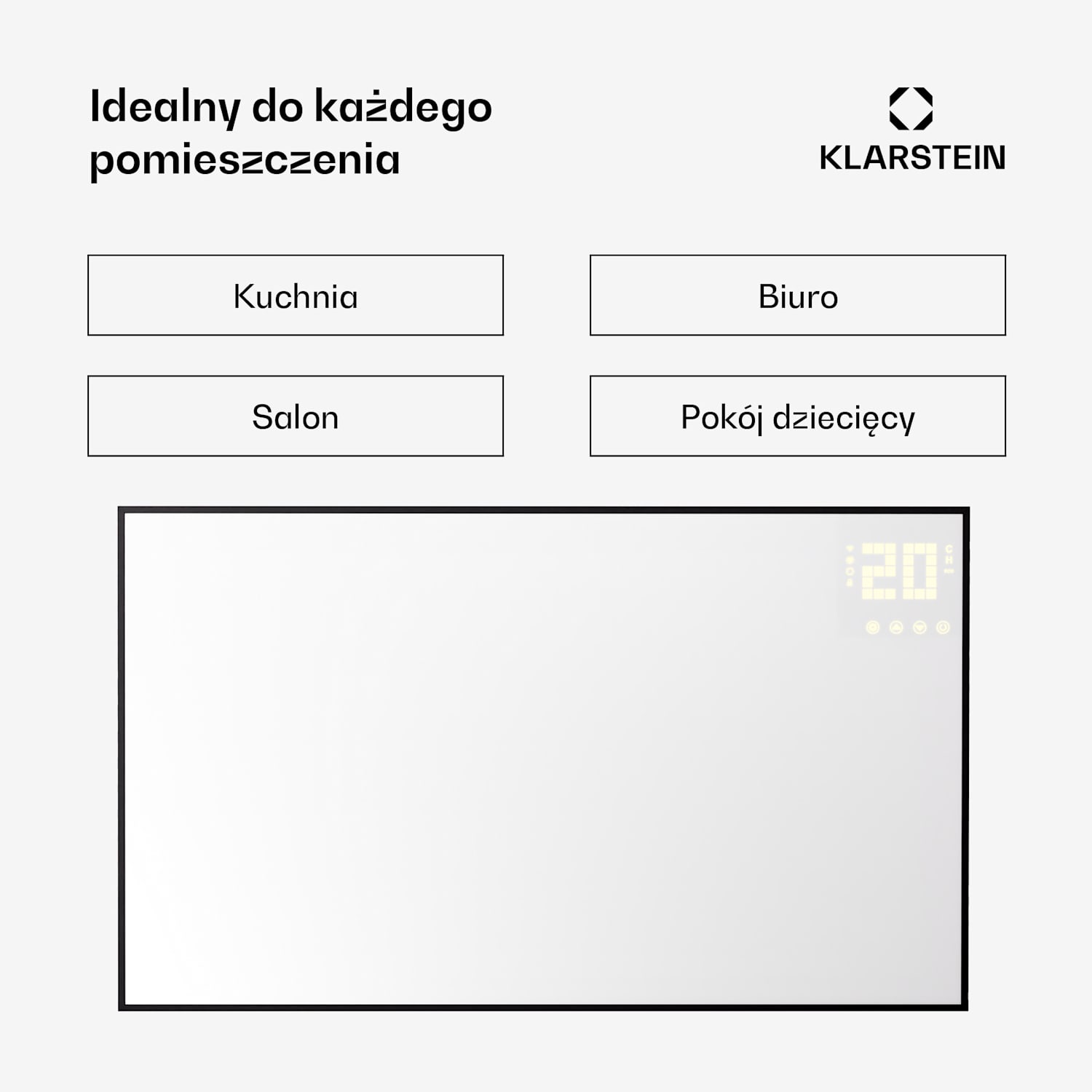 Wonderwall Smart Bornholm, panel grzewczy na podczerwień, grzejnik, promiennik, 600 W, 100 x 60 cm, sterowanie za pomocą aplikacji poziome | 600 W | Czarny