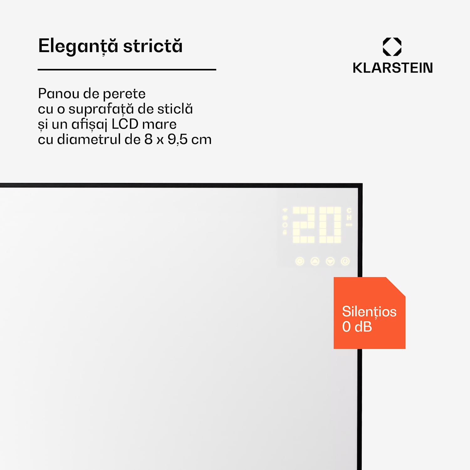Wonderwall Smart Bornholm, încălzitor cu infraroșu, 100 x 60 cm, 600 W, aplicație Orizontal | 600 W | Negru