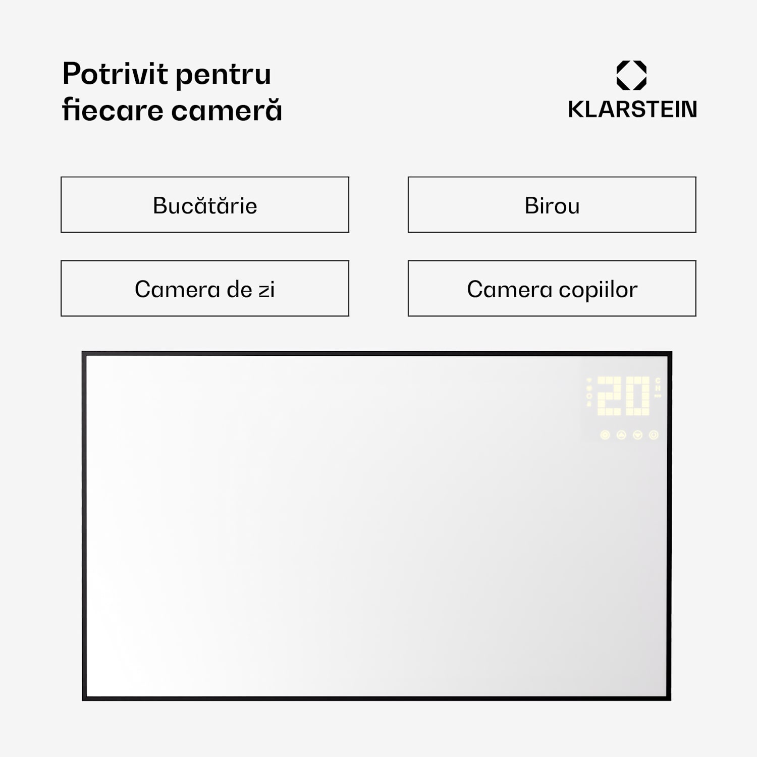 Wonderwall Smart Bornholm, încălzitor cu infraroșu, 100 x 60 cm, 600 W, aplicație Orizontal | 600 W | Negru