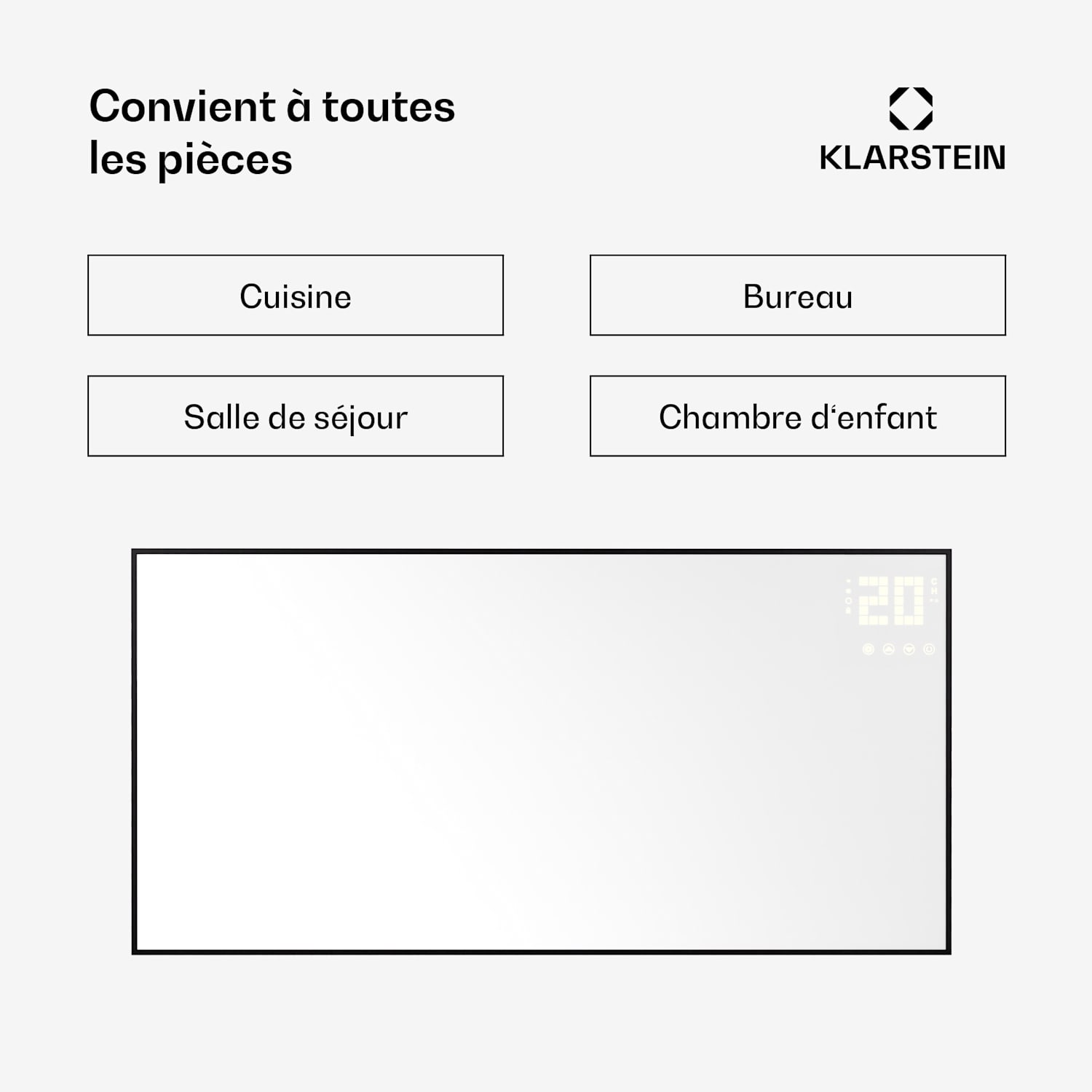 Wonderwall Smart Bornholm radiateur infrarouge 130 x 65 cm Application 770 W Horizontal | 770 W | Noir