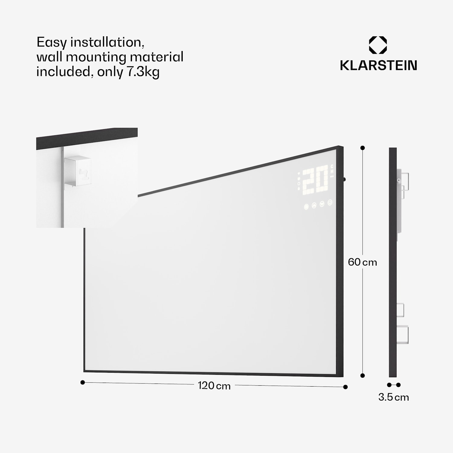 Wonderwall Smart Bornholm infrapunalämmitin 130 x 65 cm sovellus 770 W Vaakasuora | 770 W | Musta