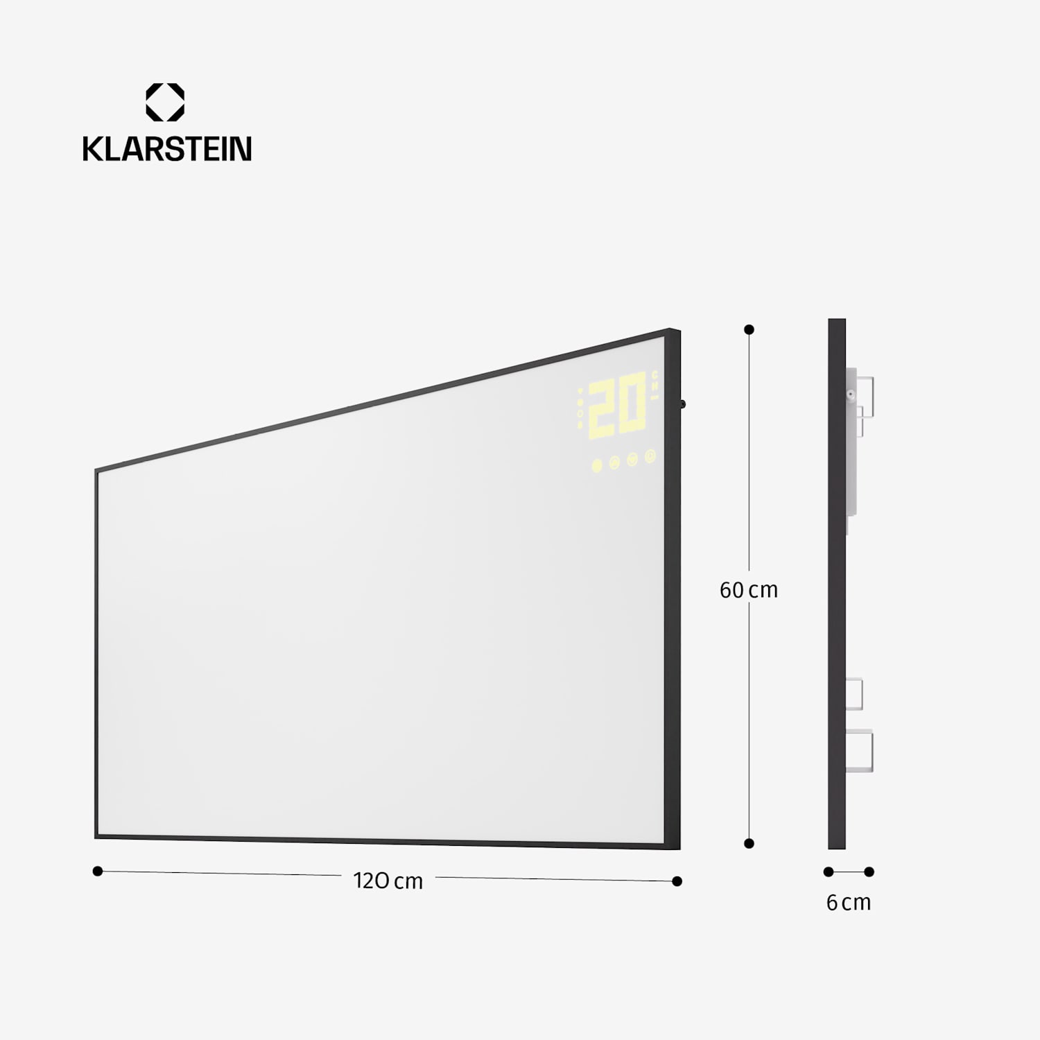 Wonderwall Smart Bornholm, infracrvena grijalica, 120 x 60 cm, 770 W, aplikacija vodoravno | 770 W | Crna