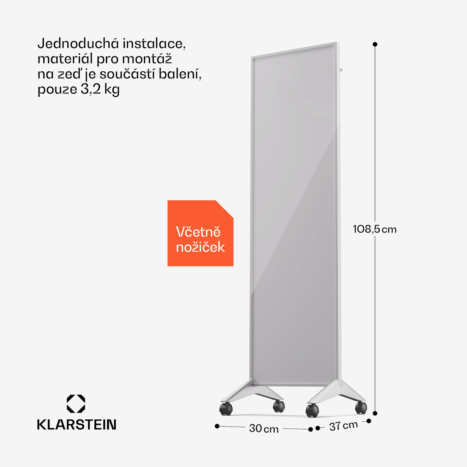 Wonderwall Smart Bornholm, infračervený ohřívač, 30 x 100 cm, 400 W, aplikace 30 x 100 cm | 400 W | Bílá