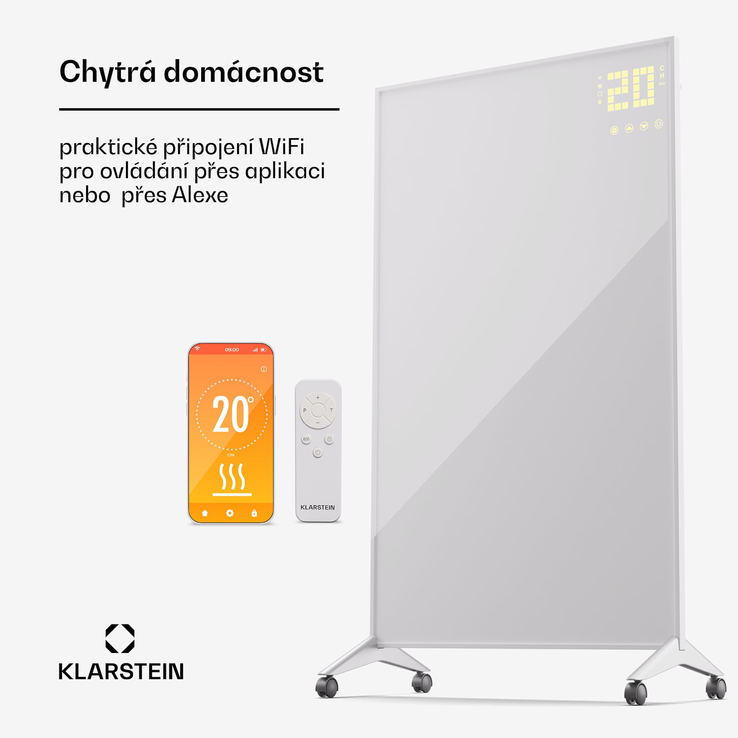 Wonderwall Smart Bornholm, infračervený ohřívač, 60 x 100 cm, 800 W, aplikace 60 x 100 cm | 800 W | Bílá