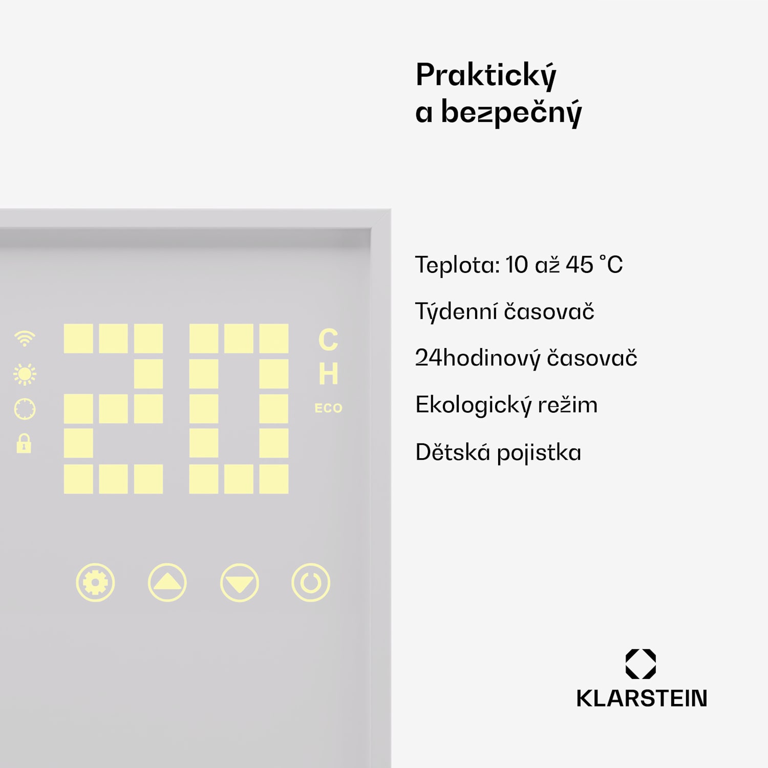 Wonderwall Smart Bornholm, infračervený ohřívač, 60 x 100 cm, 800 W, aplikace 60 x 100 cm | 800 W | Bílá