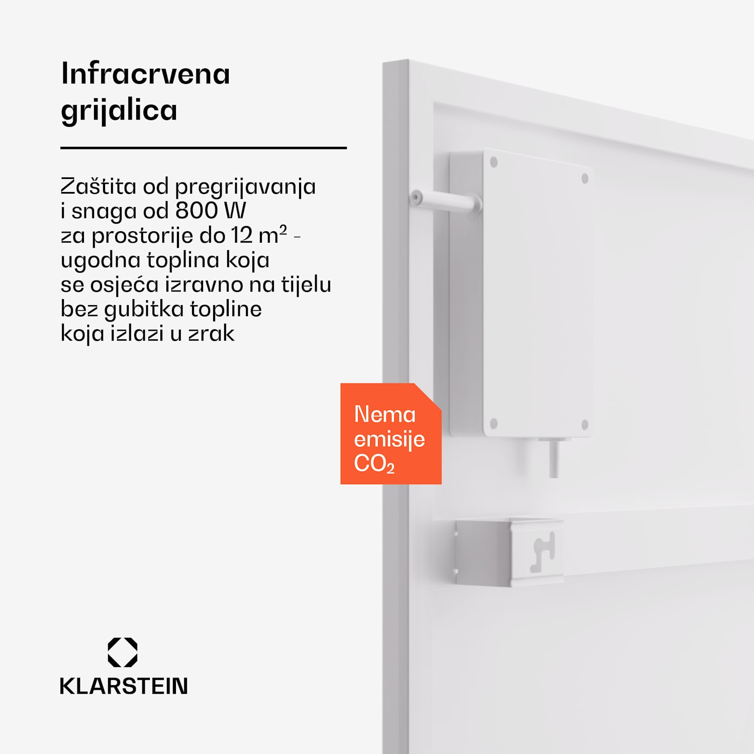 Wonderwall Smart Bornholm, infracrvena grijalica, 60 x 100 cm, 800 W, aplikacija 60 x 100 cm | 800 W | Bijela