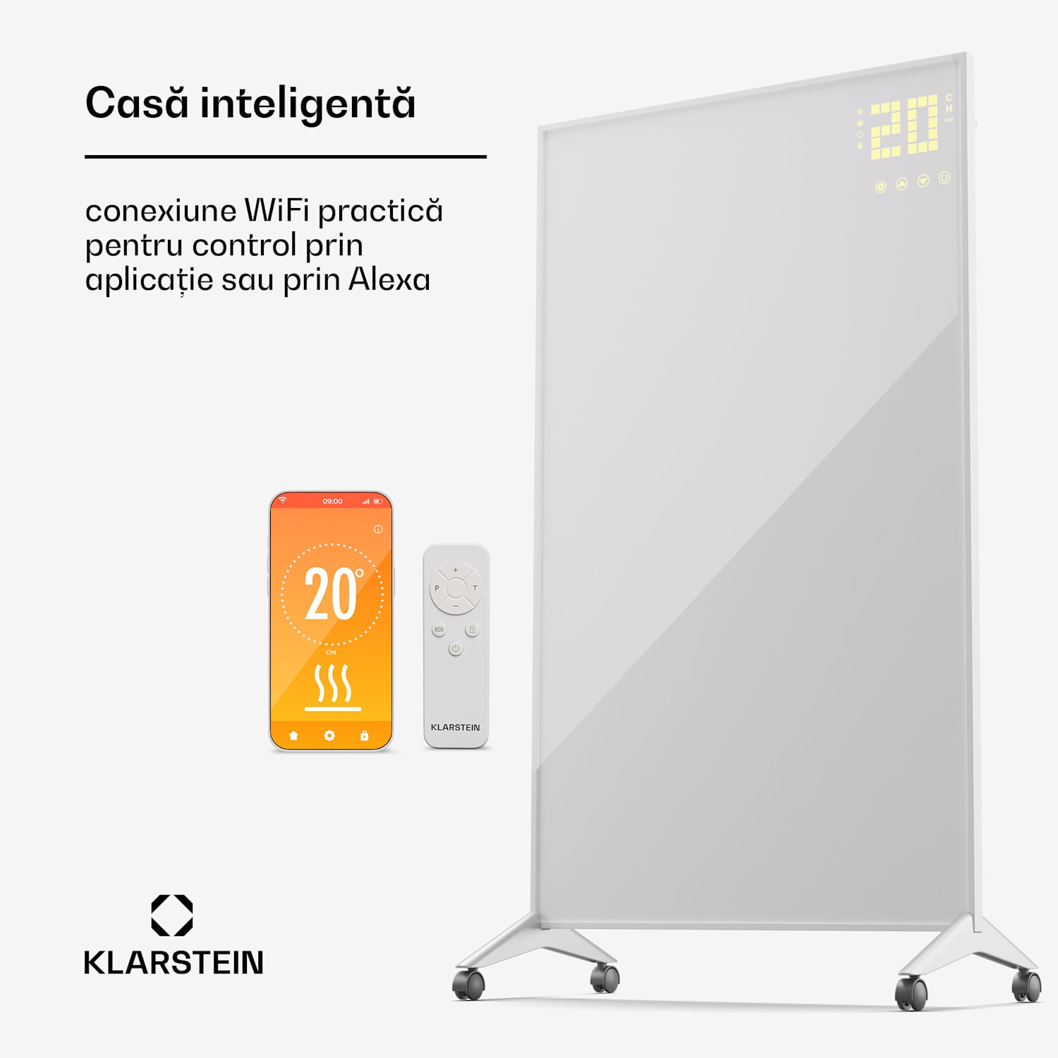 Wonderwall Smart Bornholm, încălzitor cu infraroșu, 60 x 100 cm, 800 W, aplicație 60 x 100 cm | 800 W | Alb