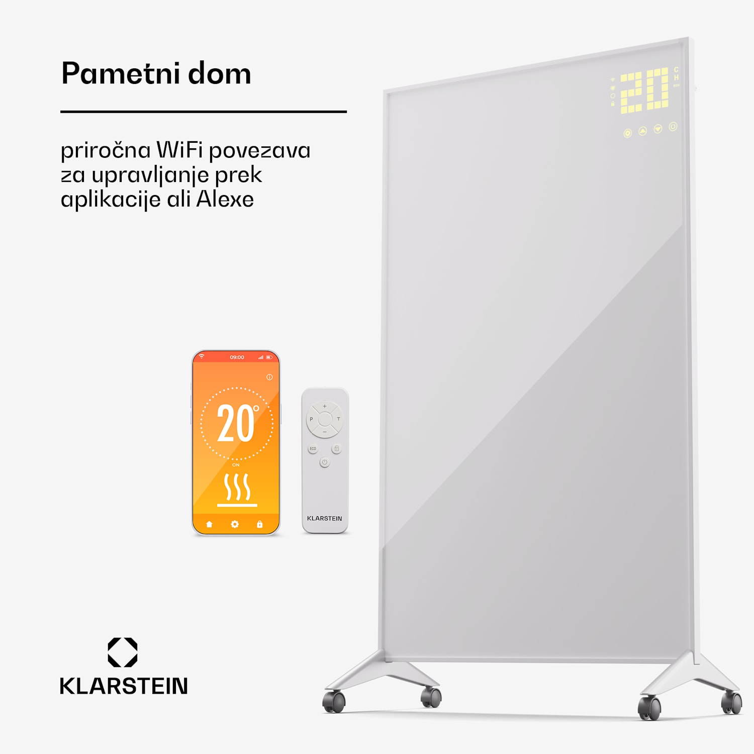 Wonderwall Smart Bornholm, Infrardeči grelnik, 60 x 100 cm, 800 W, aplikacija 60 x 100 cm | 800 W | Bela