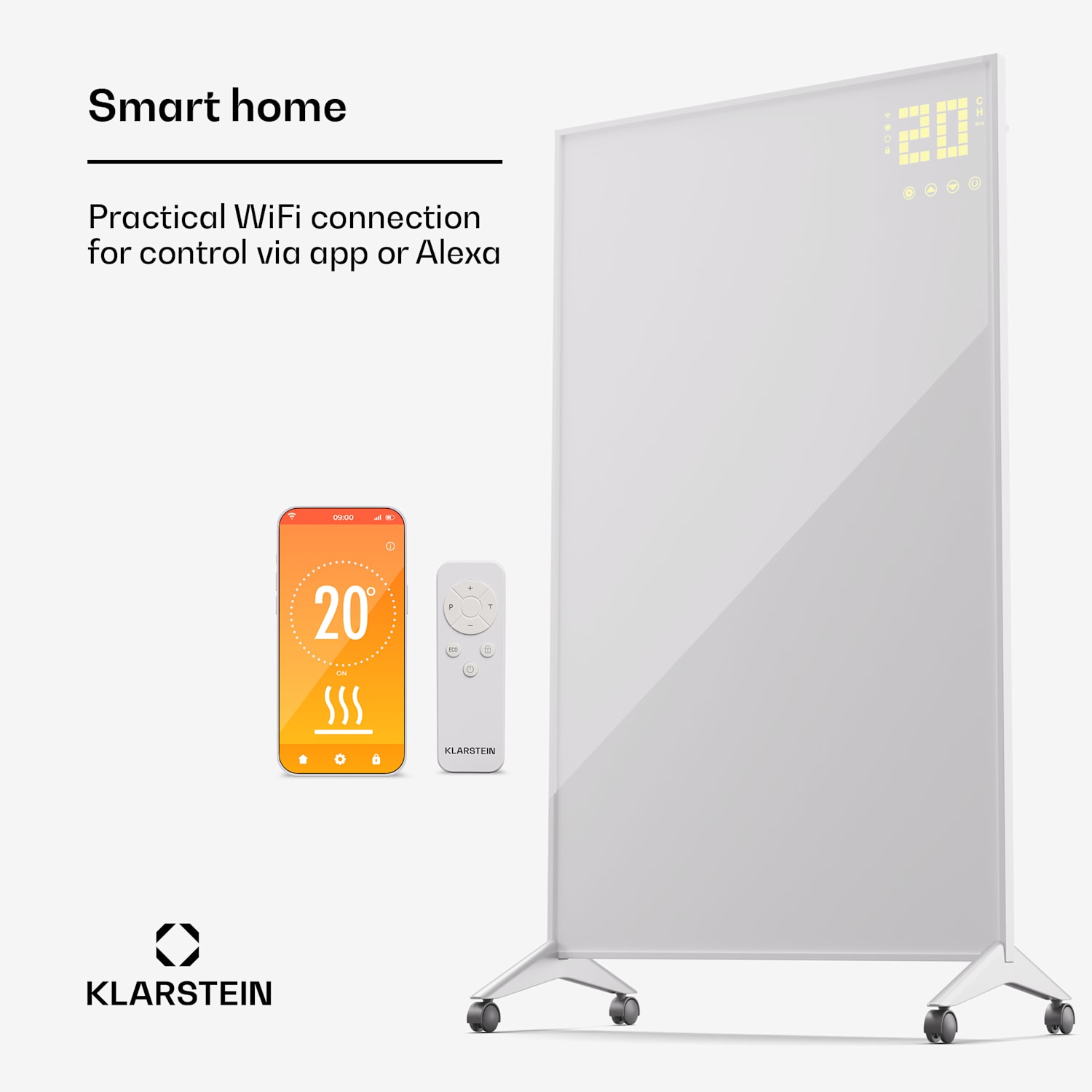 Aquecedor infravermelho Wonderwall Smart Bornholm 60 x 100 cm App 800 W 60 x 100 cm | 800 W | Branco