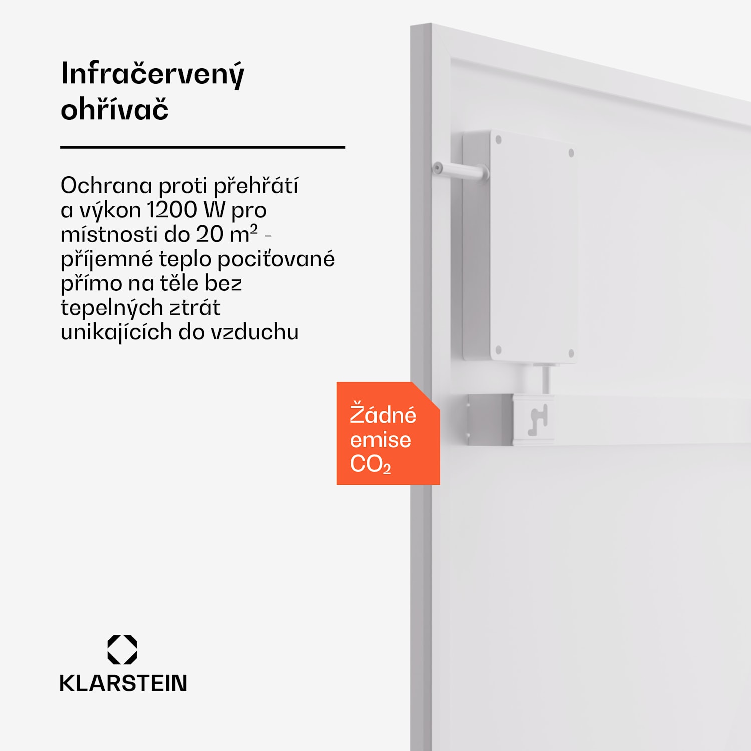 Wonderwall Smart Bornholm, infračervený ohřívač, 60 x 120 cm, 1200 W, aplikace 60 x 120 cm | 1200 W | Bílá