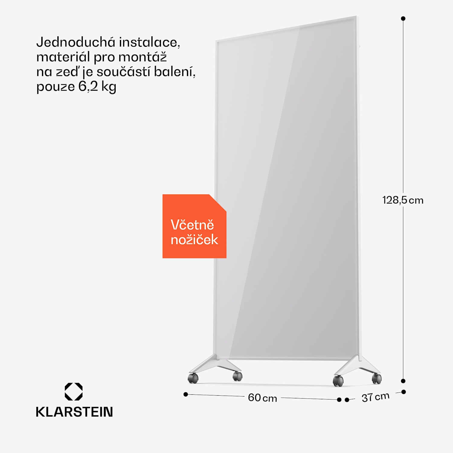 Wonderwall Smart Bornholm, infračervený ohřívač, 60 x 120 cm, 1200 W, aplikace 60 x 120 cm | 1200 W | Bílá