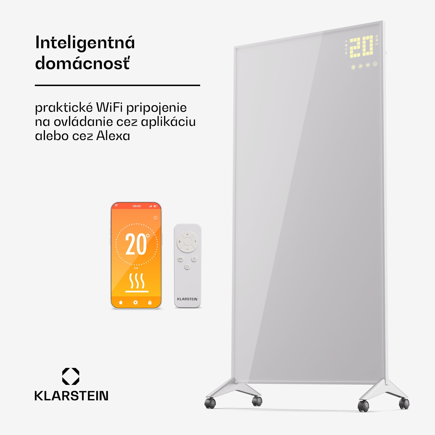 Wonderwall Smart Bornholm, infražiarič, 60 x 120 cm, 1200 W, aplikácia 60 x 120 cm | 1200 W | Biela