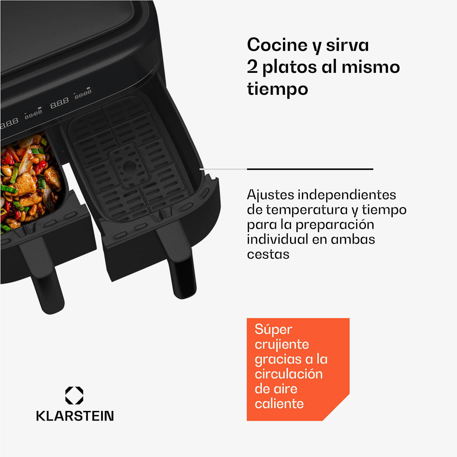Freidora de aire caliente VitaFry Duo 7,6 litros 2 zonas de cocción 6 programas VitaFry Duo | 7,6 Ltr