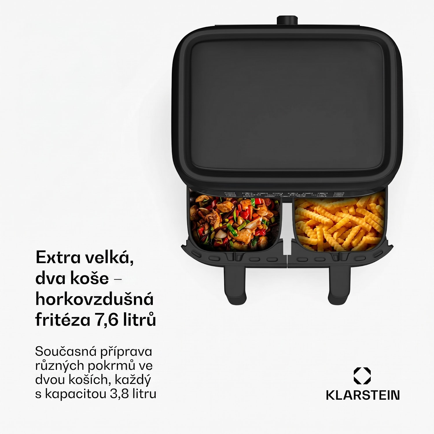 VitaFry Duo Skylight, horkovzdušná fritéza, 7,6 l, 2 varné zóny, 6 programů VitaFry Duo Elegance | 7,6 L