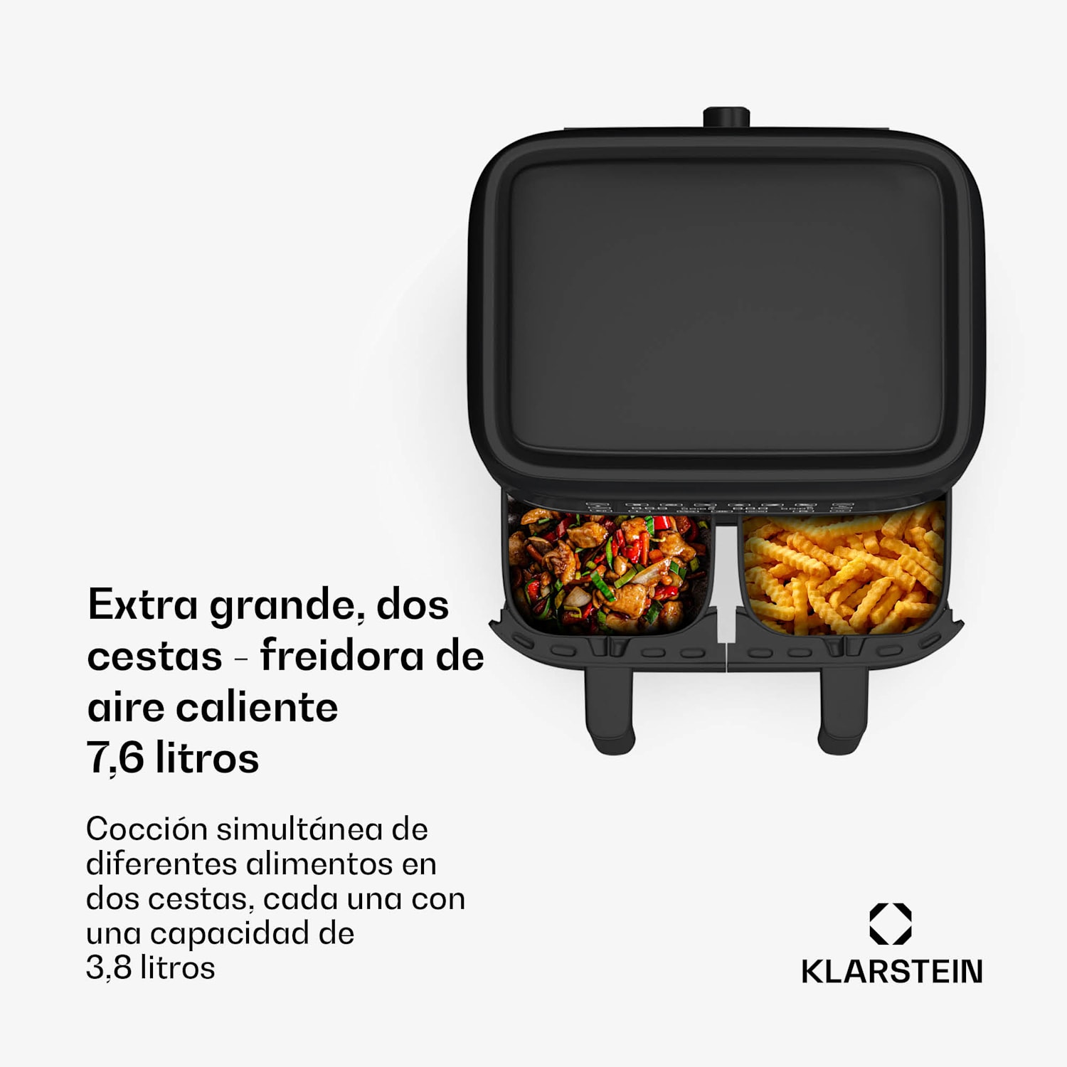 Freidora de aire caliente VitaFry Duo Skylight 7,6 litros 2 zonas de cocción 6 programas VitaFry Duo Elegance | 7,6 Ltr