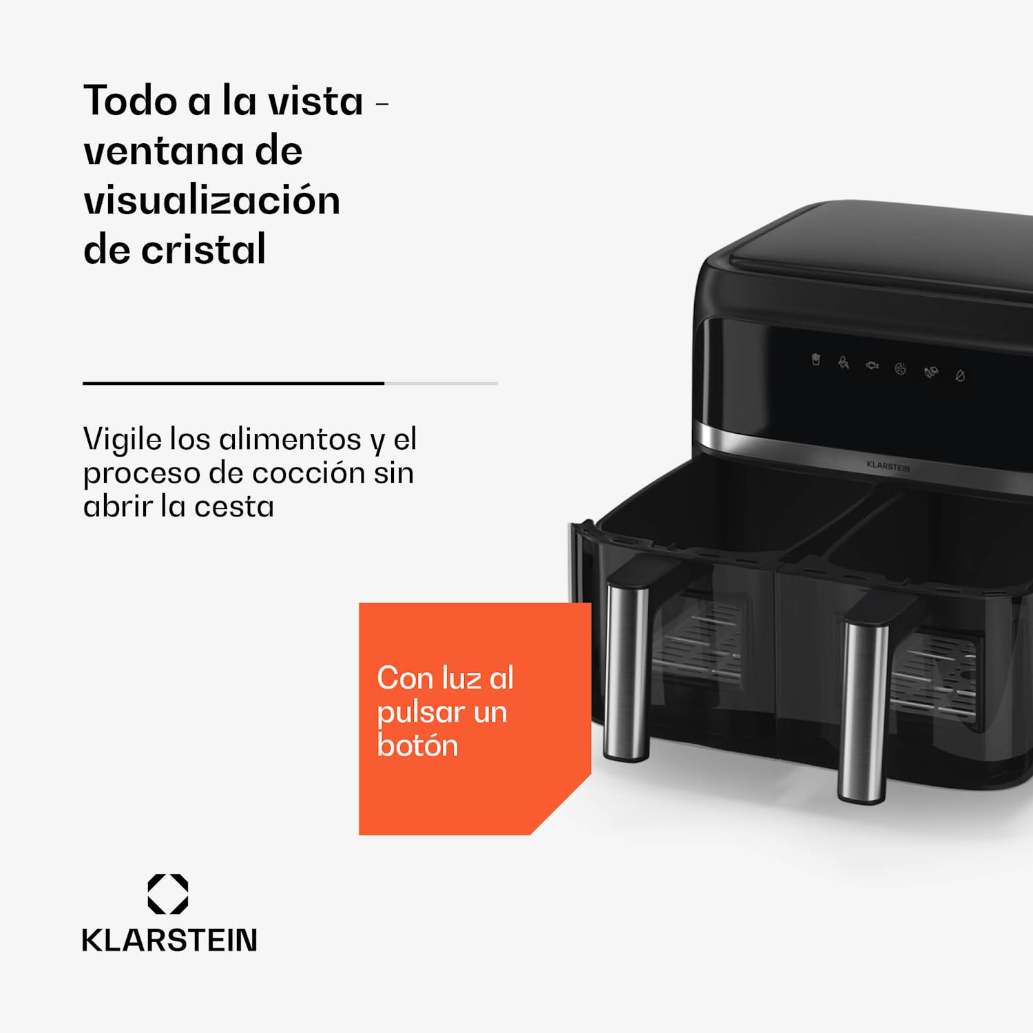 Freidora de aire caliente VitaFry Duo Skylight 7,6 litros 2 zonas de cocción 6 programas VitaFry Duo Elegance | 7,6 Ltr