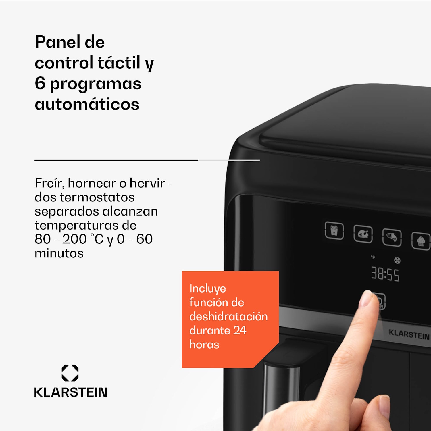 Freidora de aire caliente VitaFry Duo Skylight 7,6 litros 2 zonas de cocción 6 programas VitaFry Duo Elegance | 7,6 Ltr