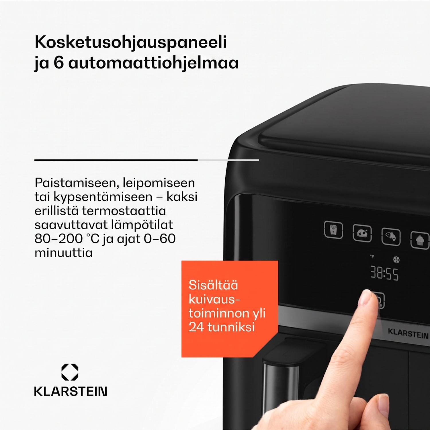 VitaFry Duo Skylight kuumaöljyfritti 7,6 litraa, 2 kypsennysaluetta, 6 ohjelmaa VitaFry Duo Elegance | 7,6 L