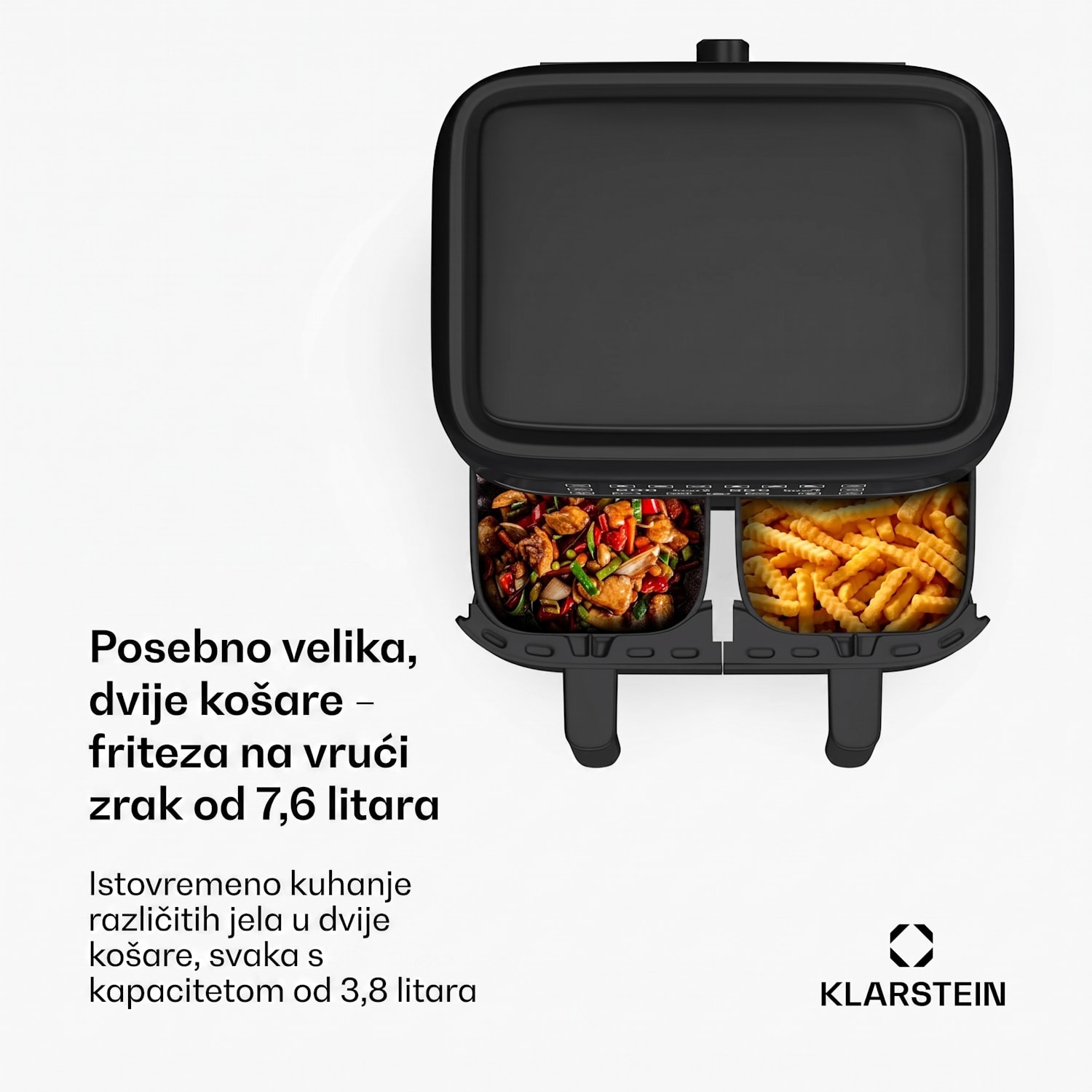 VitaFry Duo Skylight, friteza na topli zrak, 7,6 litara, 2 zone kuhanja, 6 programa VitaFry Duo Elegance | 7,6 L
