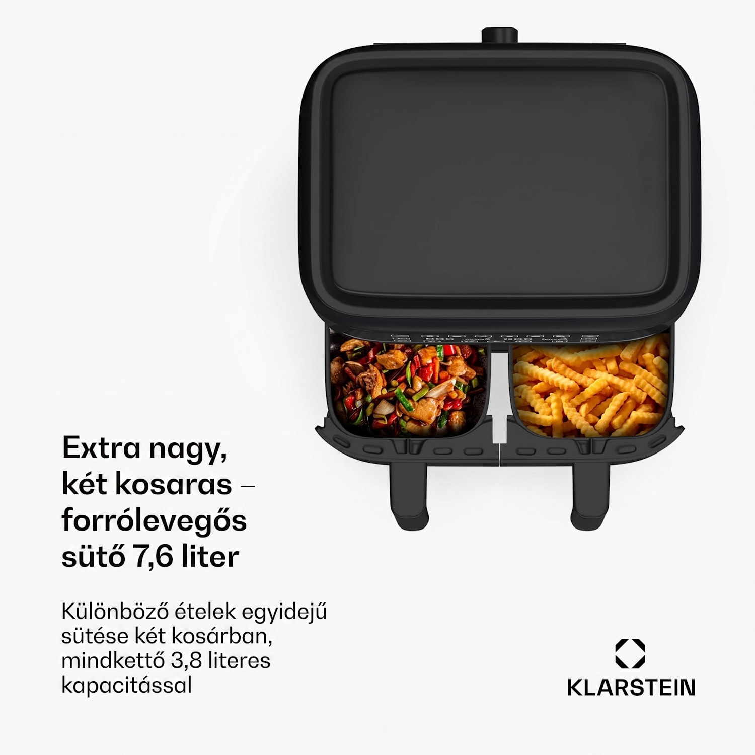 VitaFry Duo Skylight, forrólevegős fritőz, 1850 W, 7,6 l, 2 főzőzóna, 6 program VitaFry Duo Elegance | 7,6 L