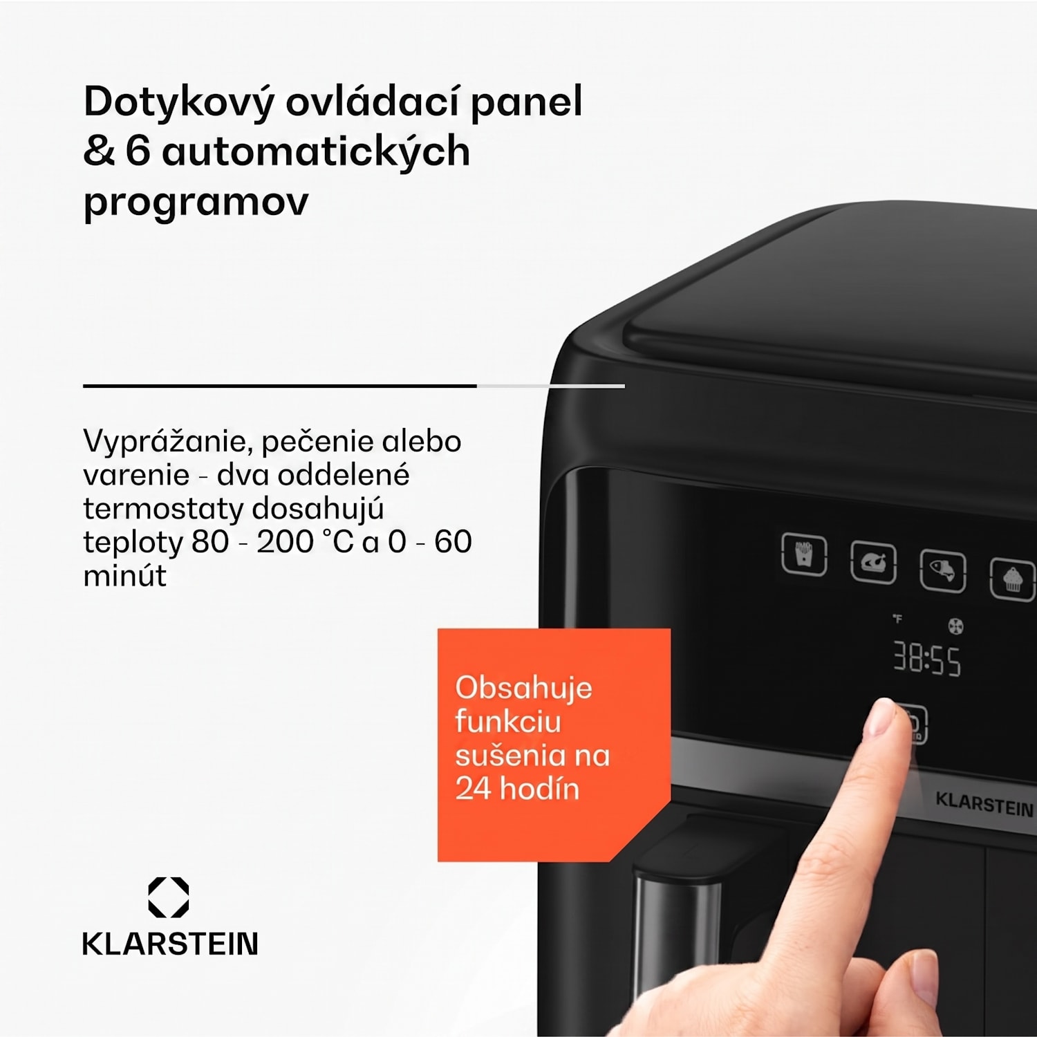 VitaFry Duo Skylight, teplovzdušná fritéza, 1850 W, 7,6 l, 2 varné zóny, 6 programov VitaFry Duo Elegance | 7,6 L