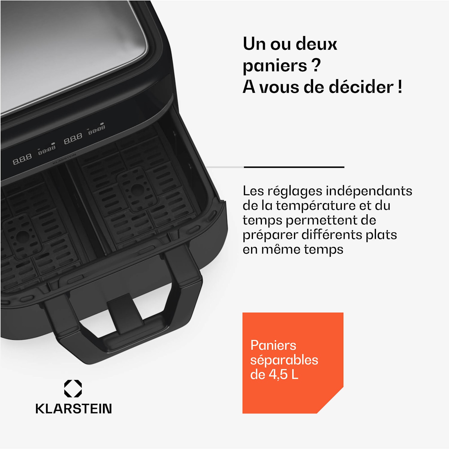 VitaFry Duo Elegance heteluchtfriteuse 9 liter 2 gaarzones 6 programma's VitaFry Duo Skylight | 9 Ltr