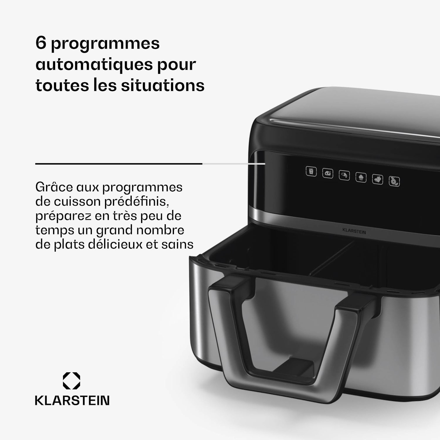 VitaFry Duo Elegance heteluchtfriteuse 9 liter 2 gaarzones 6 programma's VitaFry Duo Skylight | 9 Ltr