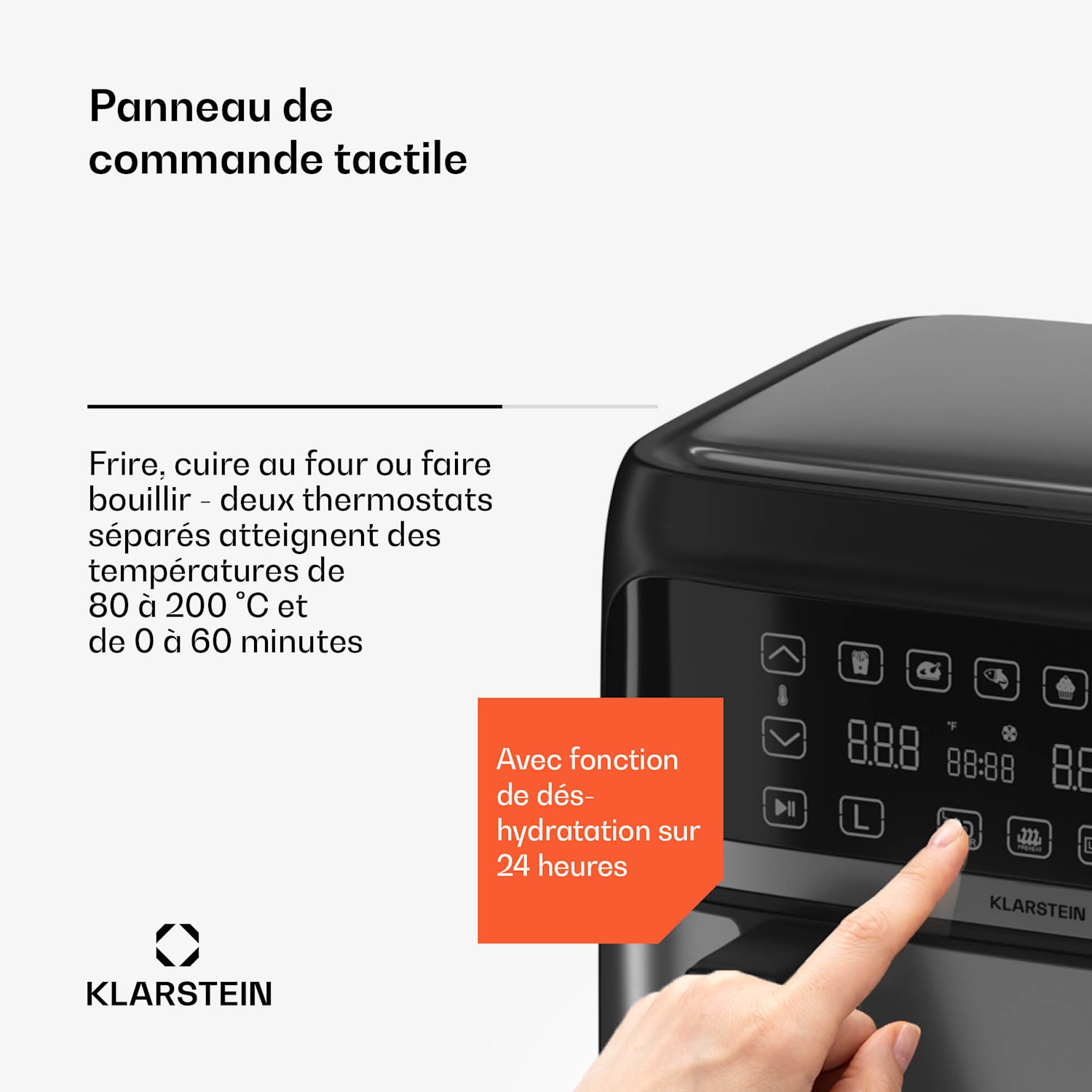 VitaFry Duo Elegance heteluchtfriteuse 9 liter 2 gaarzones 6 programma's VitaFry Duo Skylight | 9 Ltr