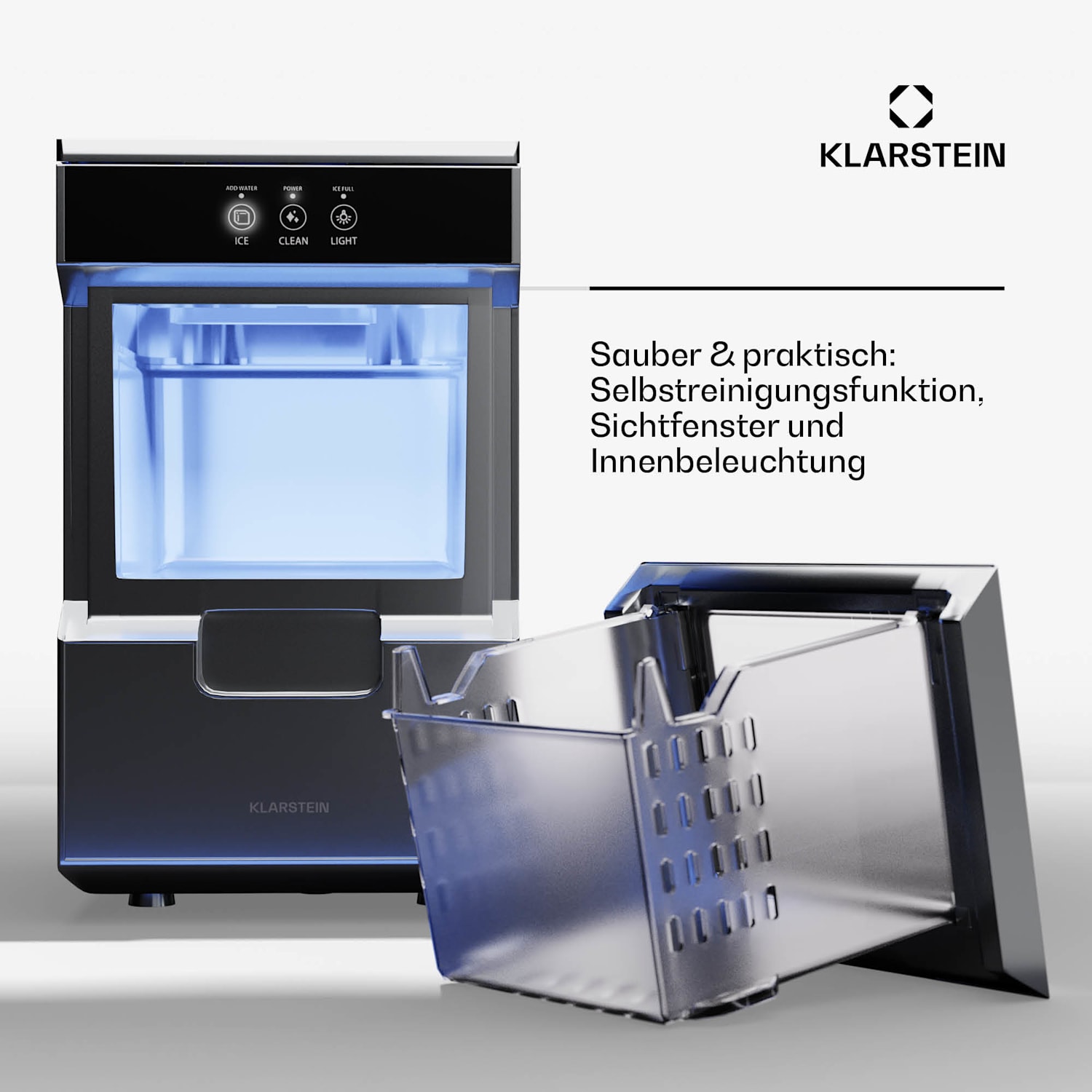 Ice Galet Eisnugget-Maschine 20 kg/24 h Auto-Clean 2,2-Liter Wassertank Edelstahl