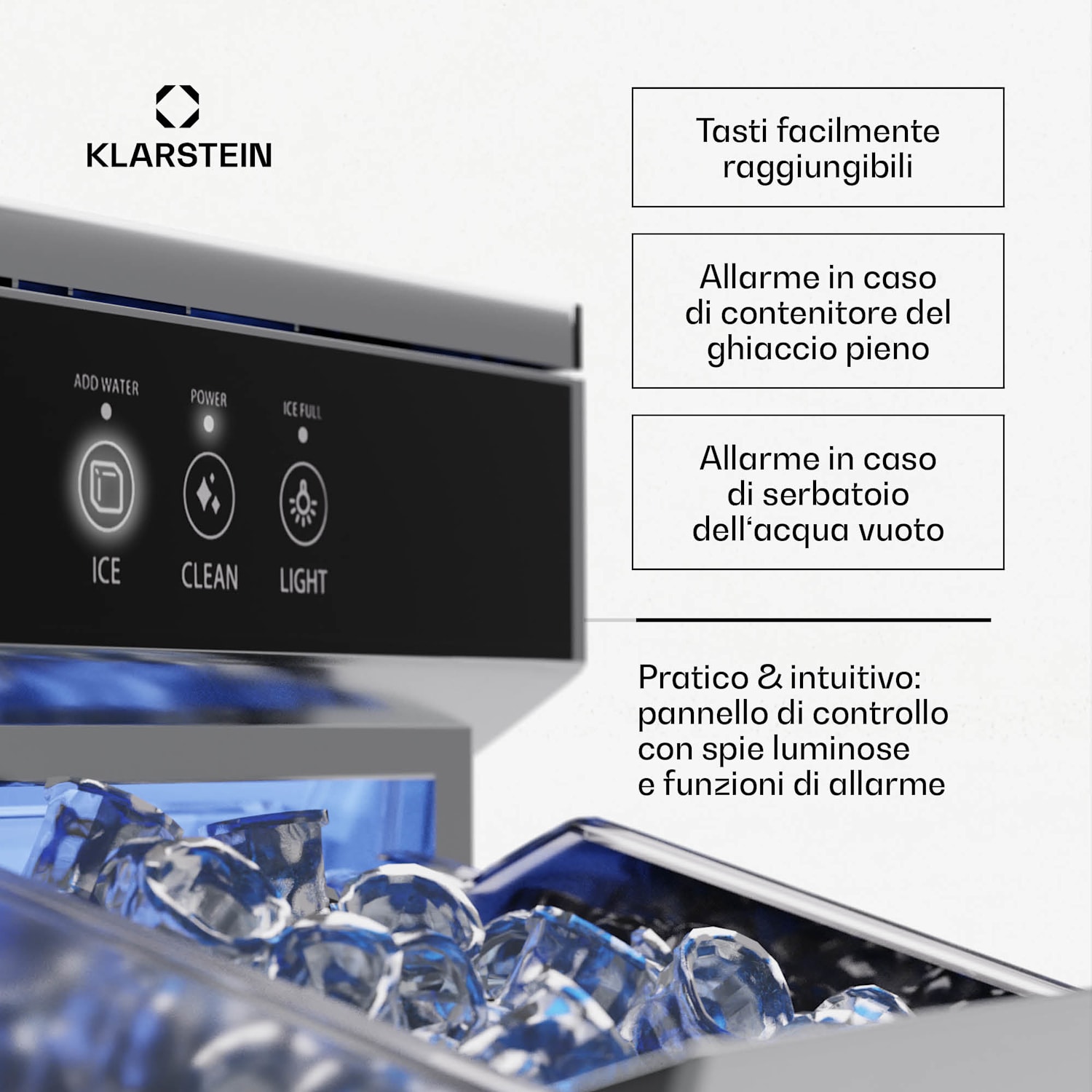 Ice Galet - Macchina per nugget di ghiaccio, 20 kg/24 ore, autopulente, serbatoio da 2,2 litri Acciaio inox
