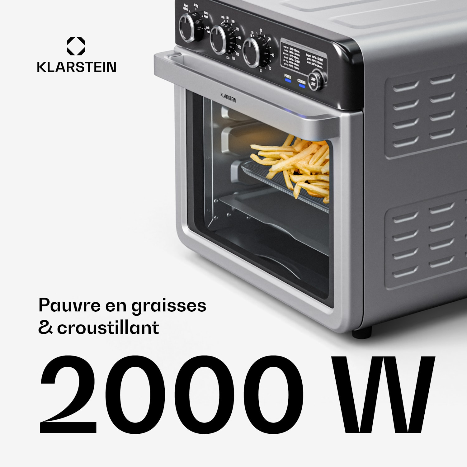 Air Glaze Friteuse à air chaud 2000 W 34 L 9 programmes Chaleur de voûte et de sole 2000 W 34 L 9 programmes Mécanique | Acier Inoxydable