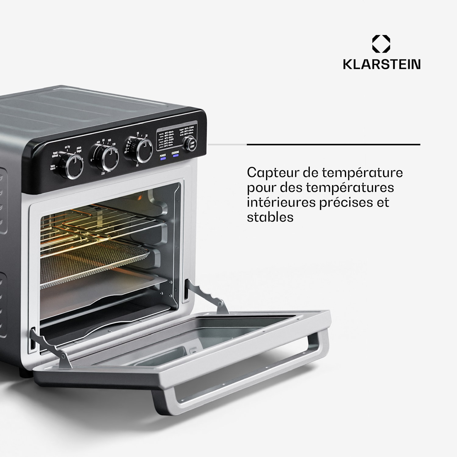 Air Glaze Friteuse à air chaud 2000 W 34 L 9 programmes Chaleur de voûte et de sole 2000 W 34 L 9 programmes Mécanique | Acier Inoxydable