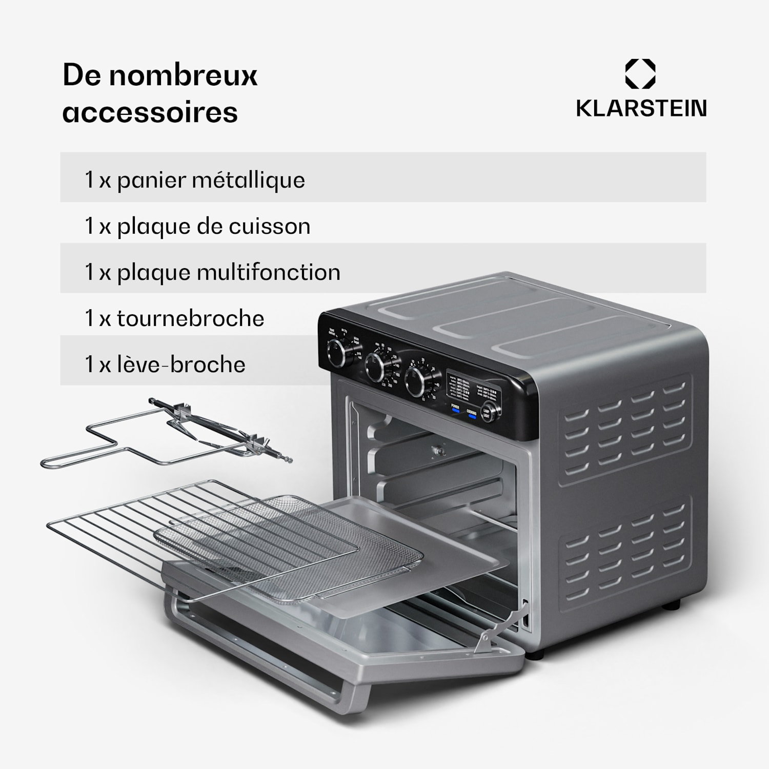 Air Glaze Friteuse à air chaud 2000 W 34 L 9 programmes Chaleur de voûte et de sole 2000 W 34 L 9 programmes Mécanique | Acier Inoxydable