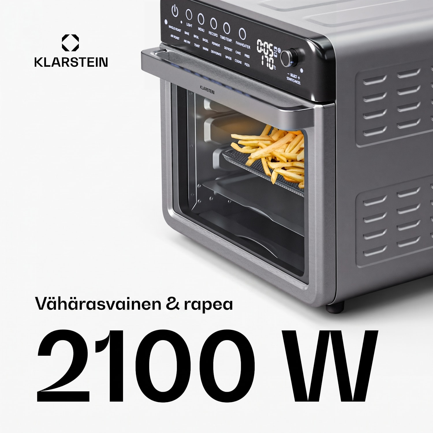 Air Glaze Digital kuumailmakeitin 2000 W 34 l 16 ohjelmaa ylä- ja alalämpö Digitaalinen | Ruostumaton Teräs
